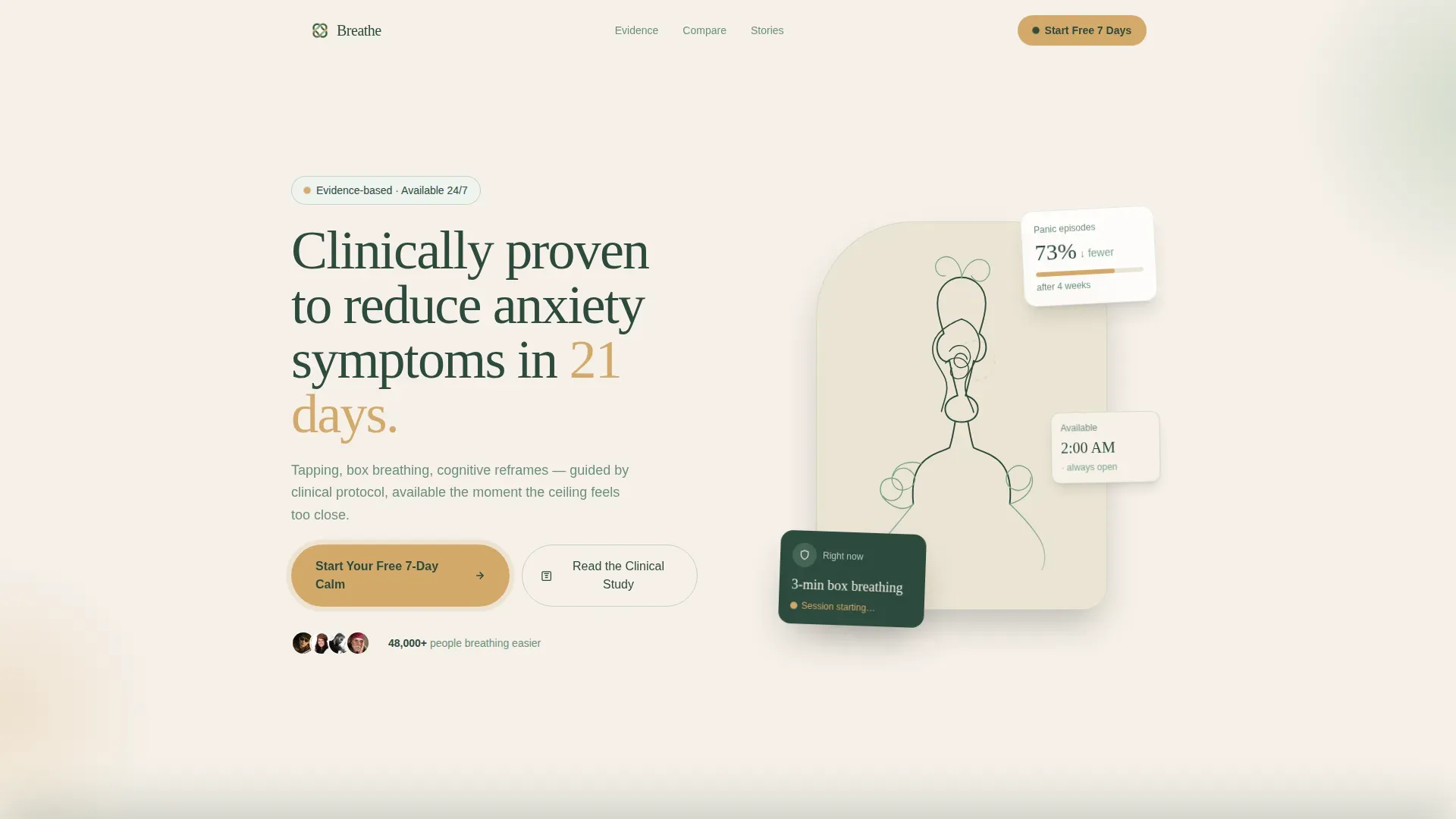 Anxiety App Landing Page Template | Forest Trust Design