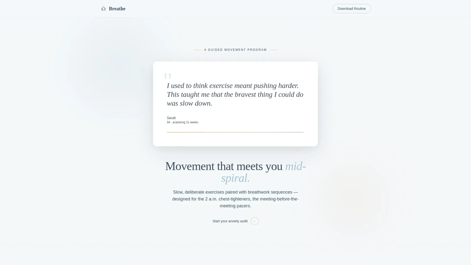 Anxiety Exercise Program Landing Page Template