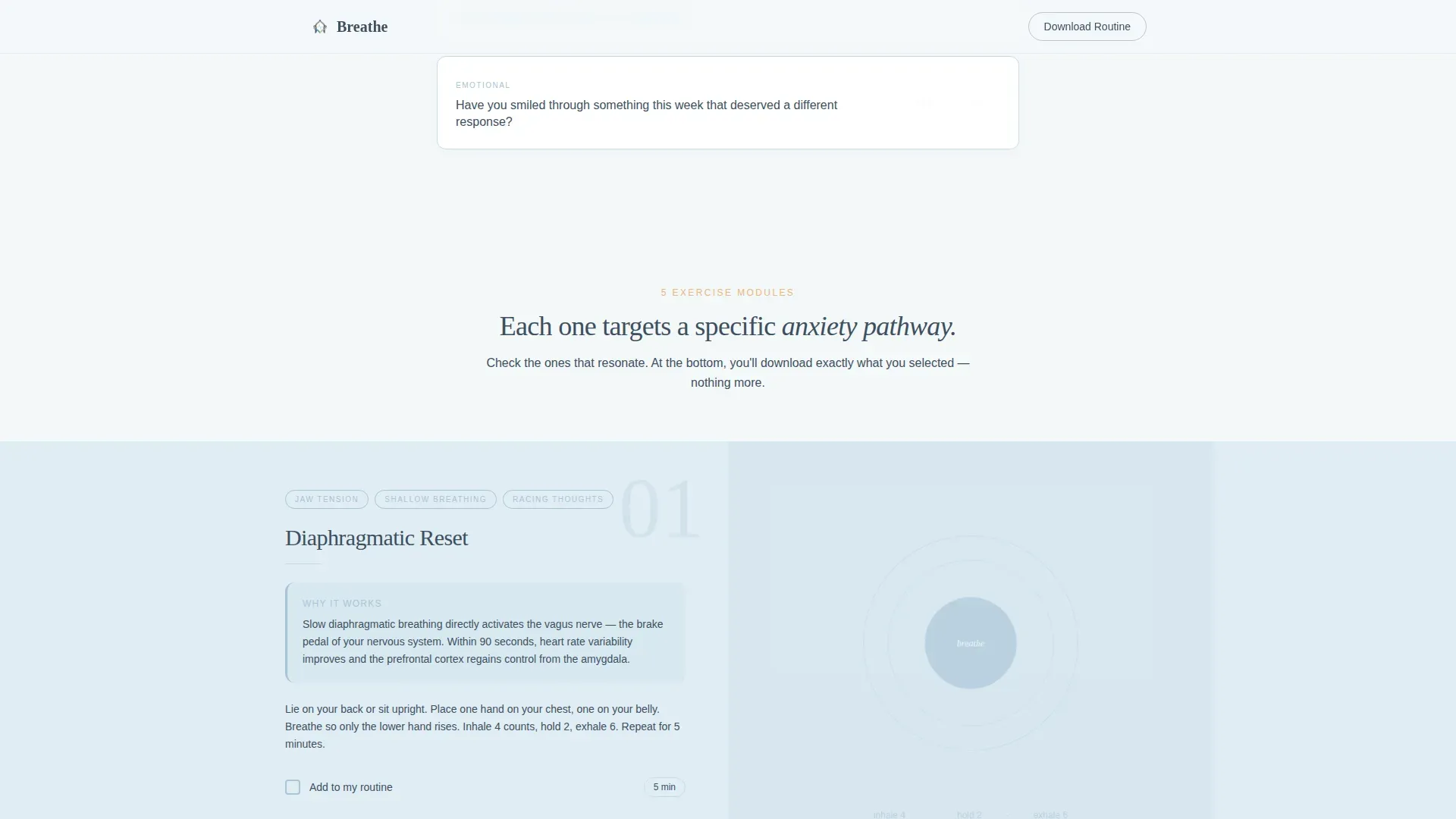Anxiety Exercise Program Landing Page Template
