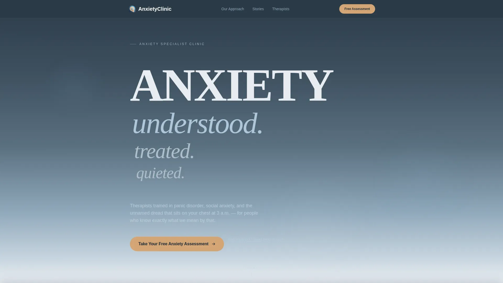 Anxiety Specialist Clinic Landing Page Template