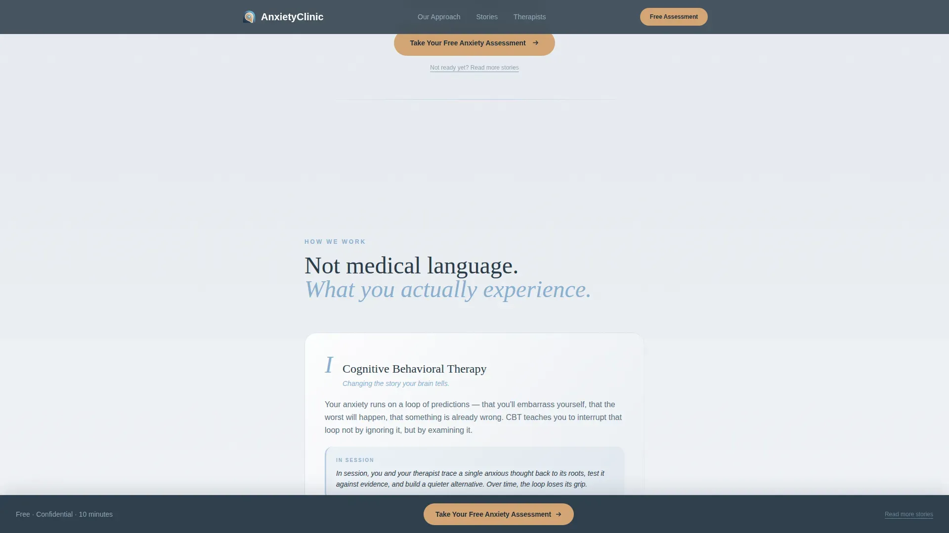 Anxiety Specialist Clinic Landing Page Template