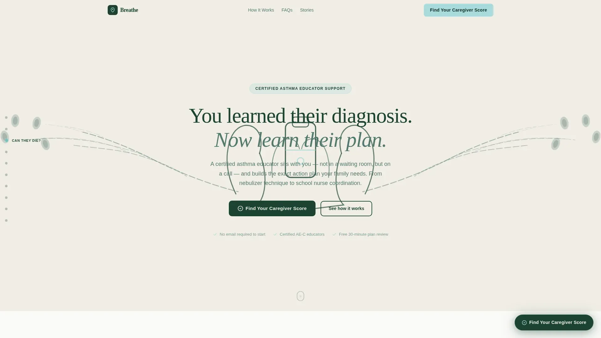 Asthma Caregiver Support Landing Page Template