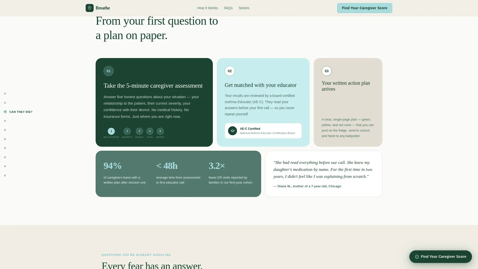 Asthma Caregiver Support Landing Page Template