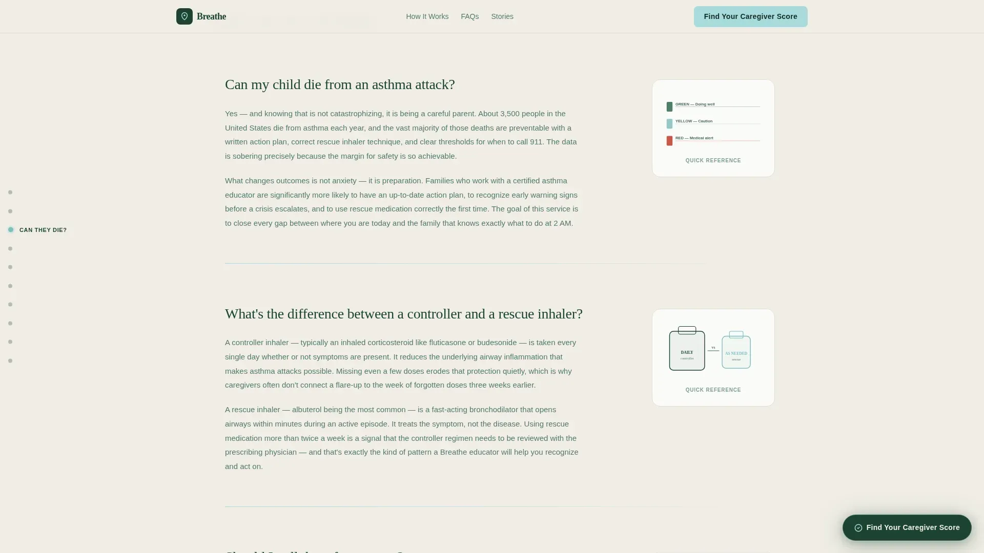 Asthma Caregiver Support Landing Page Template