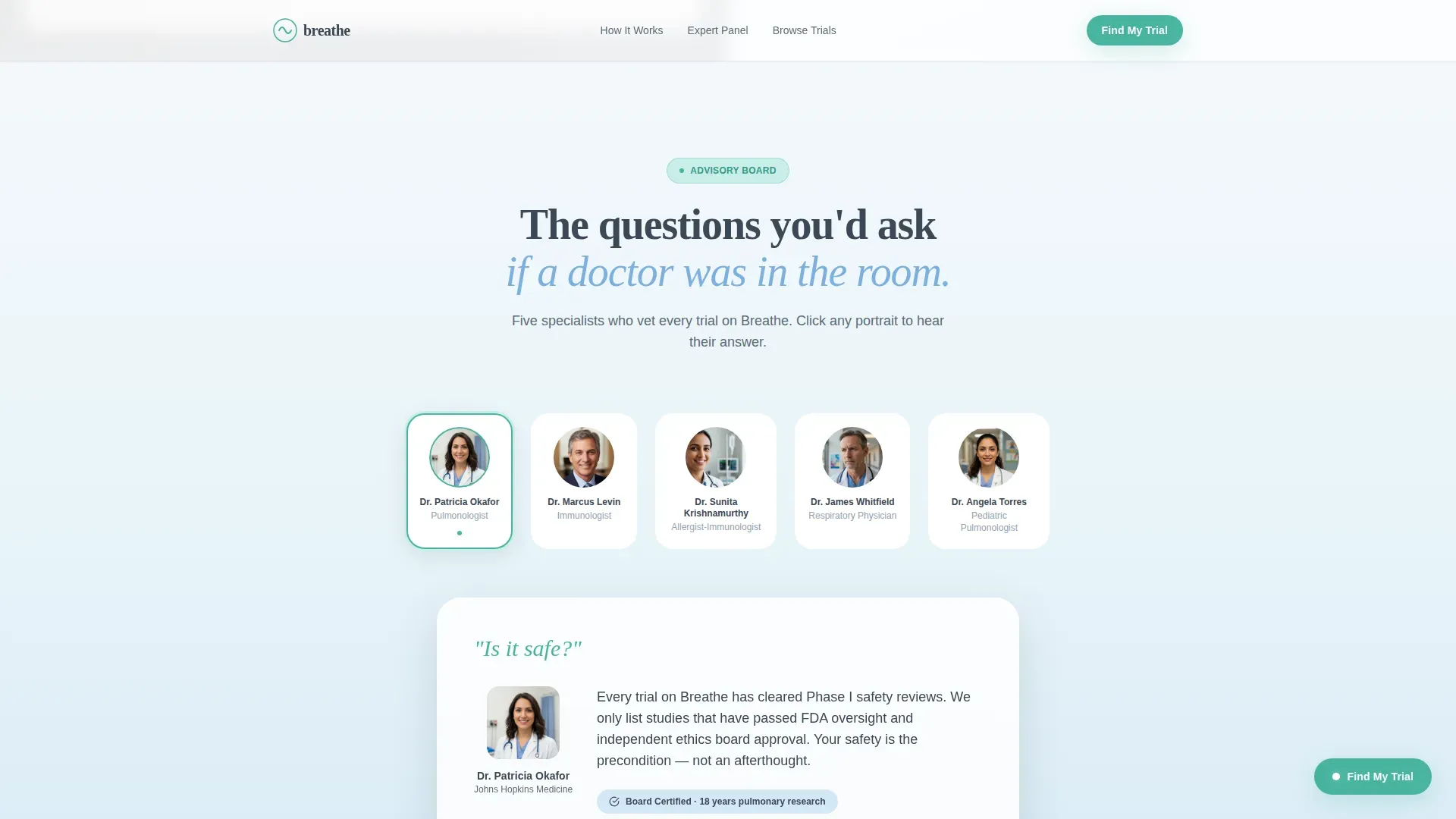 Asthma Clinical Trial Finder Landing Page Template