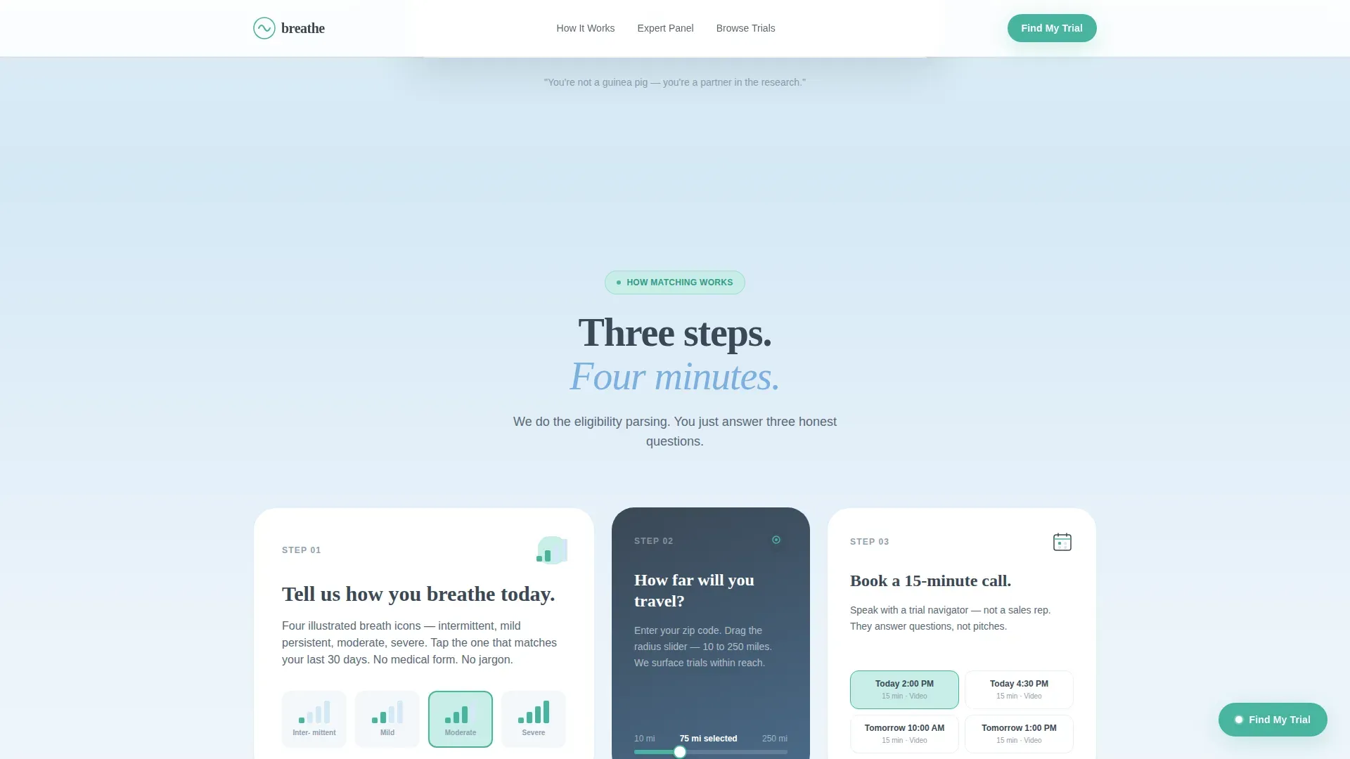 Asthma Clinical Trial Finder Landing Page Template