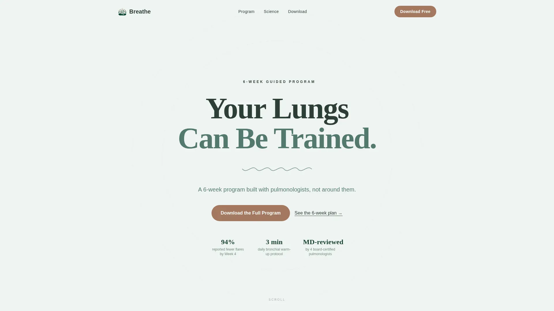 Asthma Exercise Program Landing Page Template