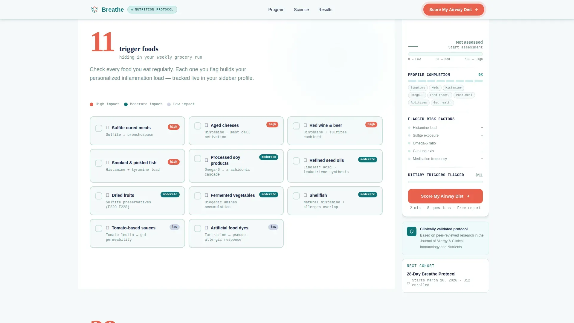 Asthma Nutrition Diet Program Landing Page Template