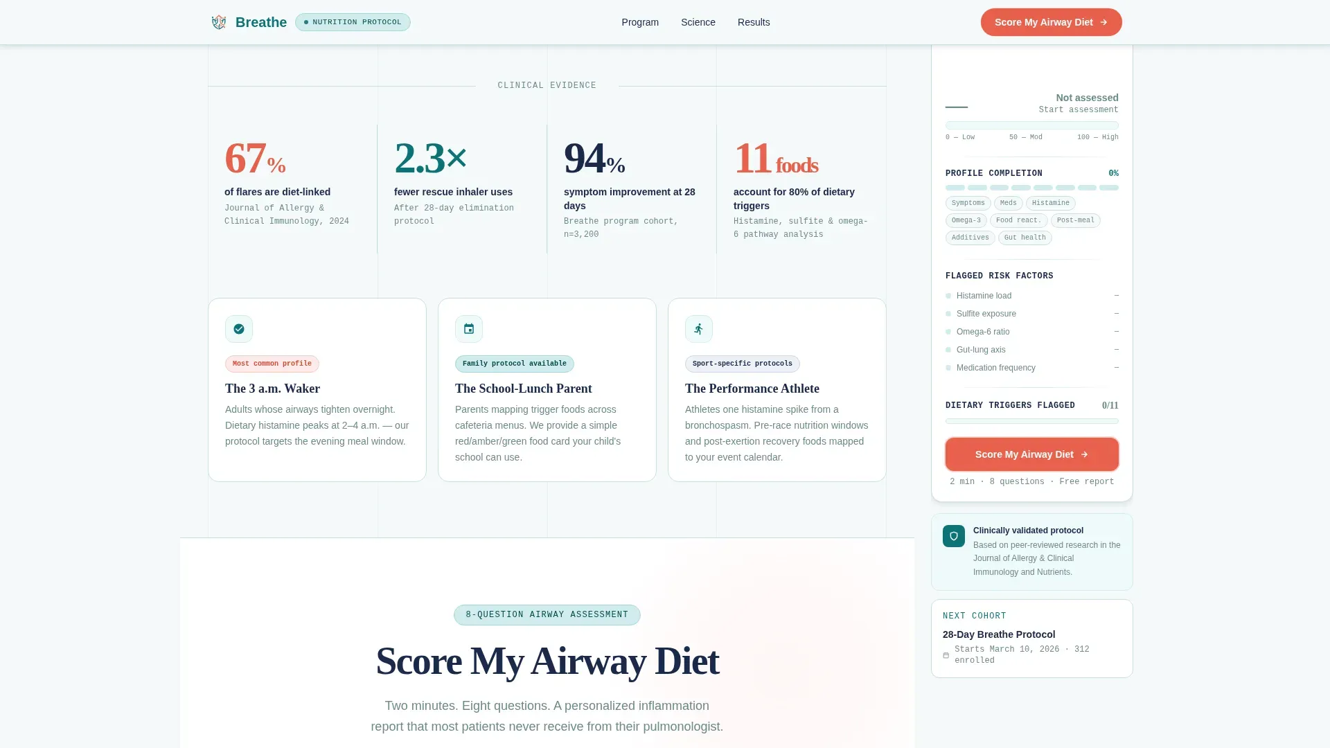 Asthma Nutrition Diet Program Landing Page Template