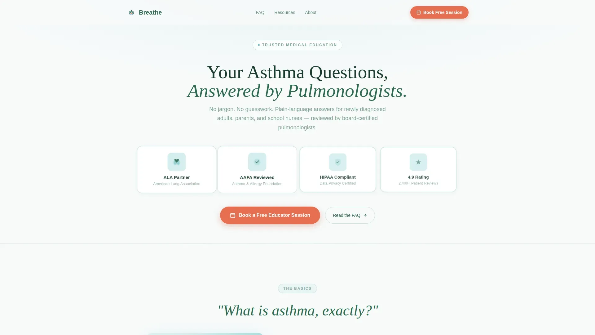 Asthma Patient Education Landing Page Template