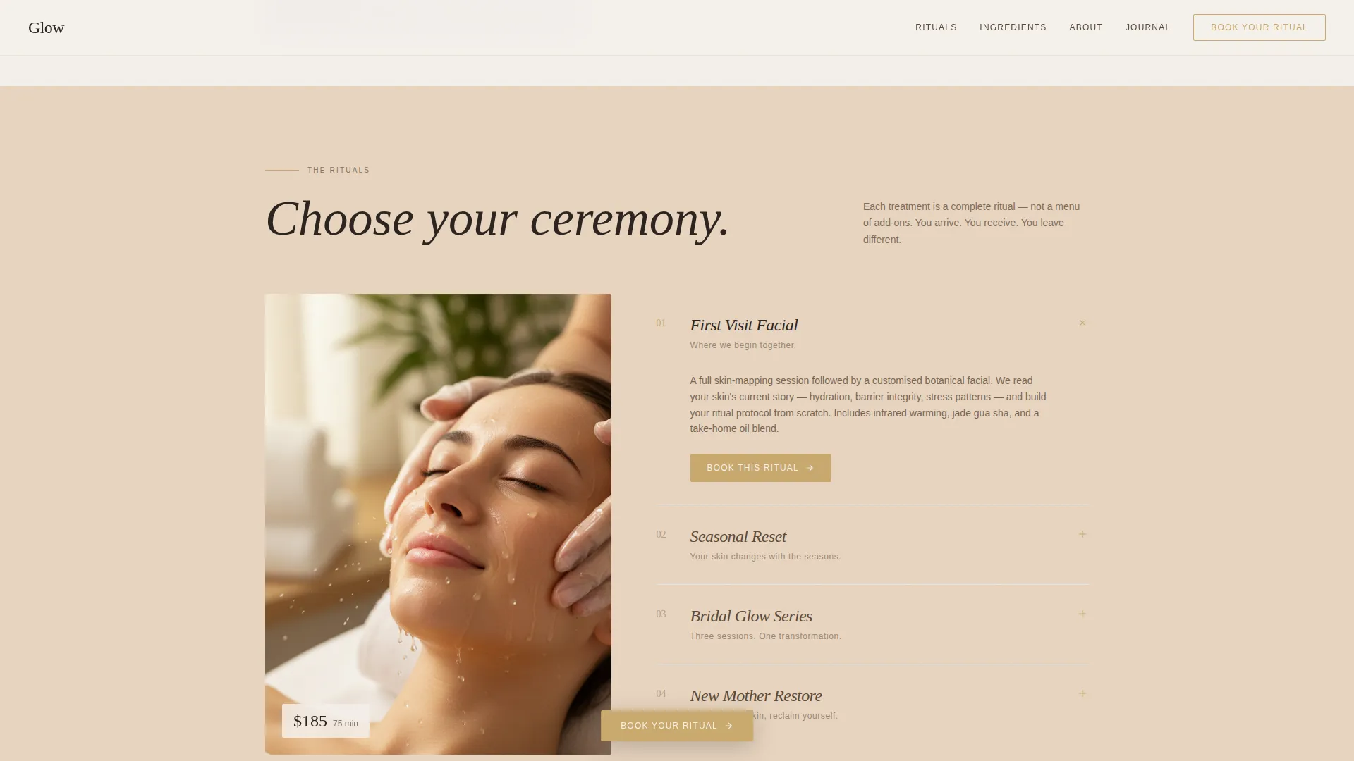Wellness & Holistic Beauty Specialist Booking Website Template