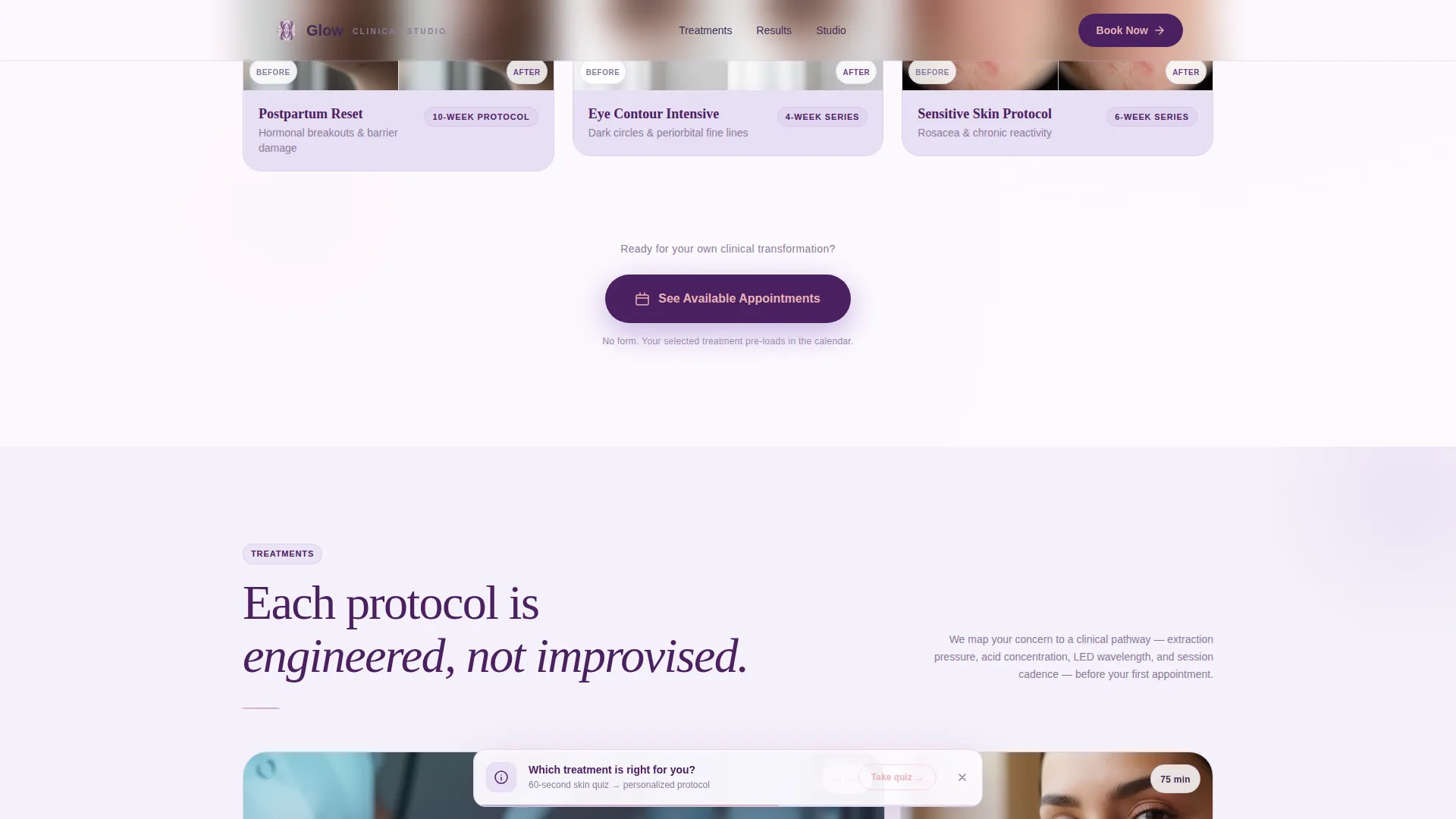 Skincare Landing Page Template for Hydrafacial Studios