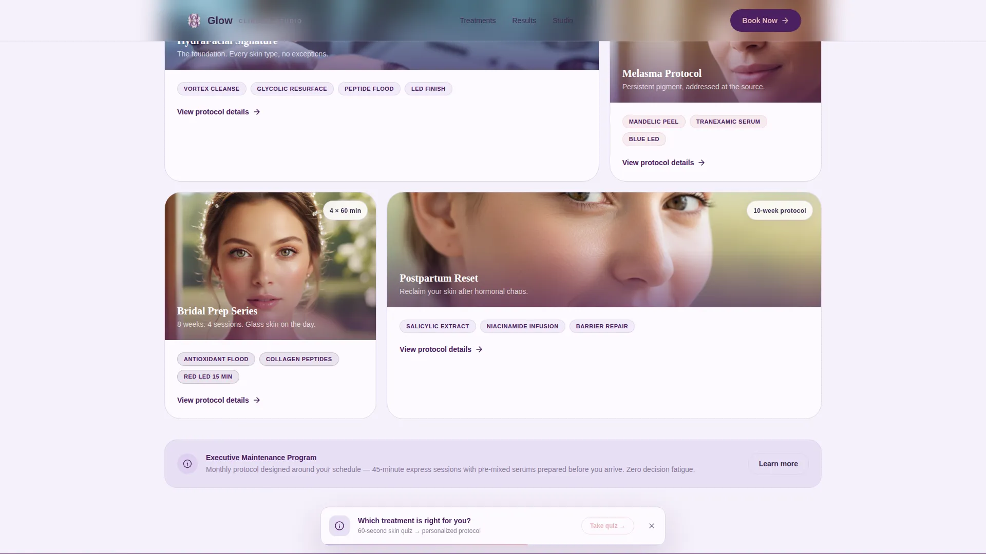 Skincare Landing Page Template for Hydrafacial Studios