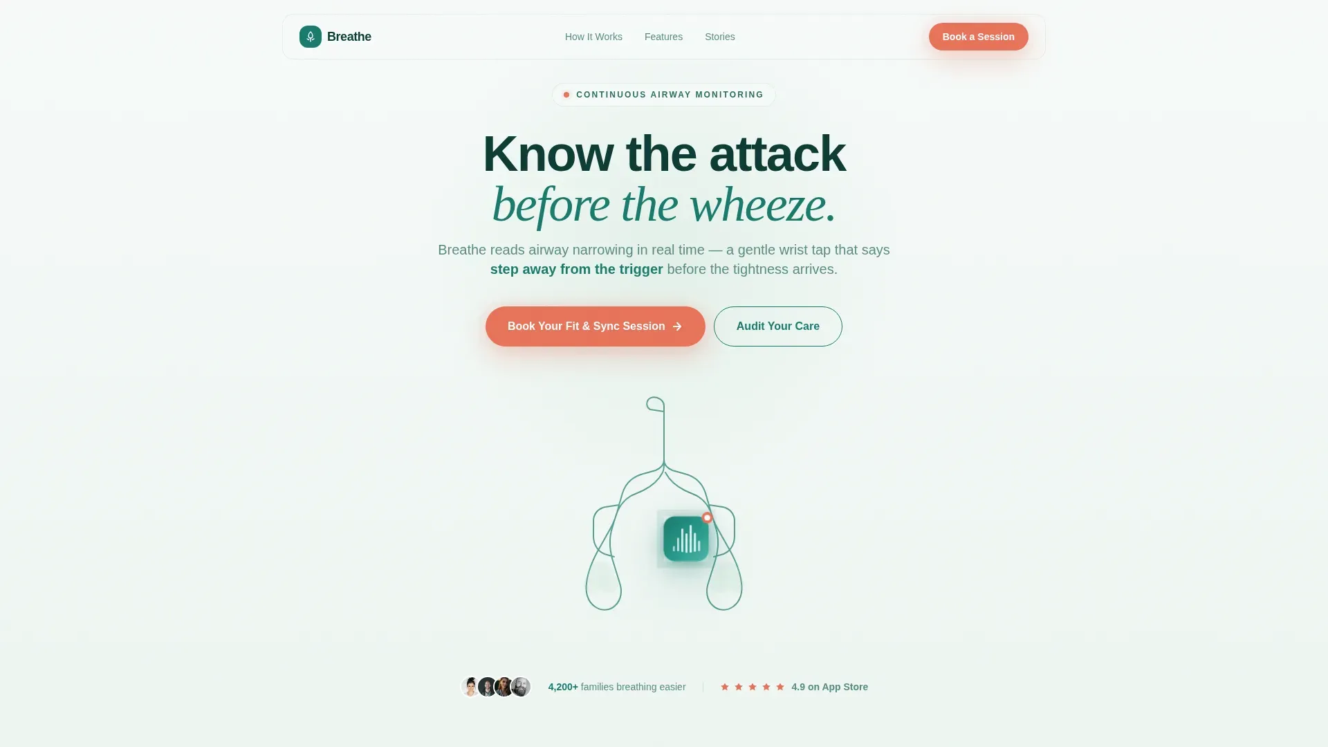 Asthma Wearable Monitor Landing Page Template