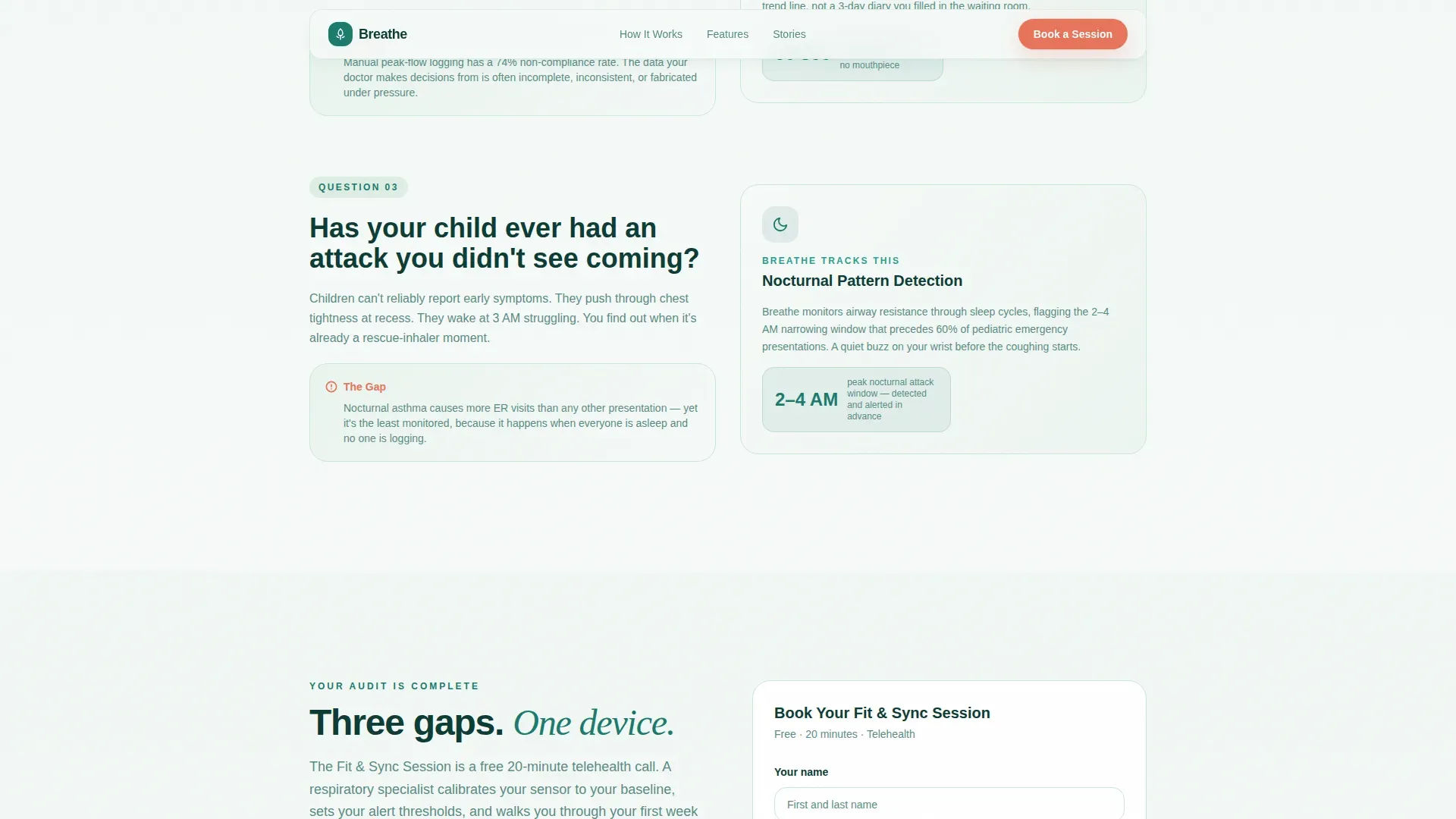 Asthma Wearable Monitor Landing Page Template