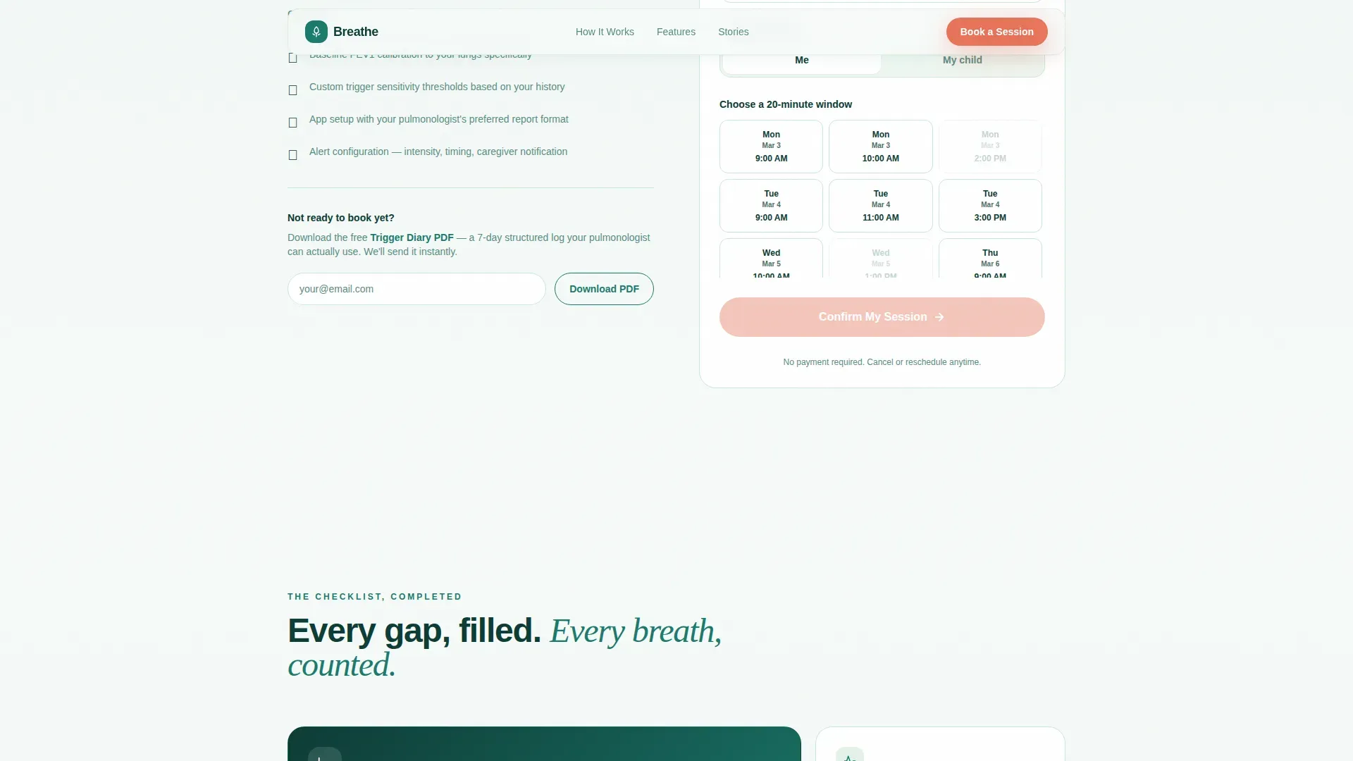 Asthma Wearable Monitor Landing Page Template