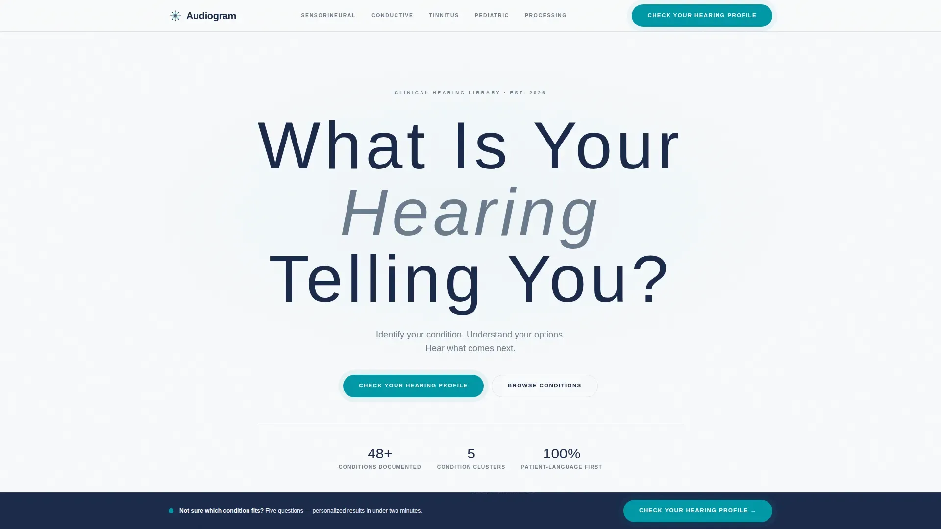 Hearing Condition Library Landing Page Template