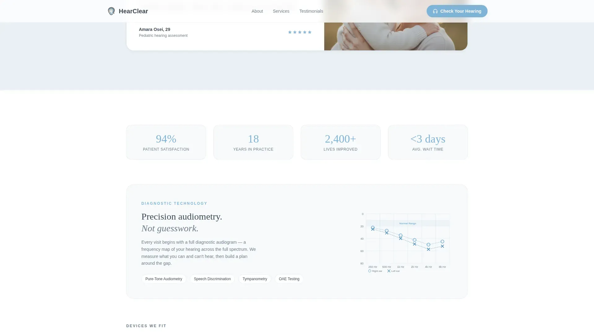 Audiology Practice Landing page Template