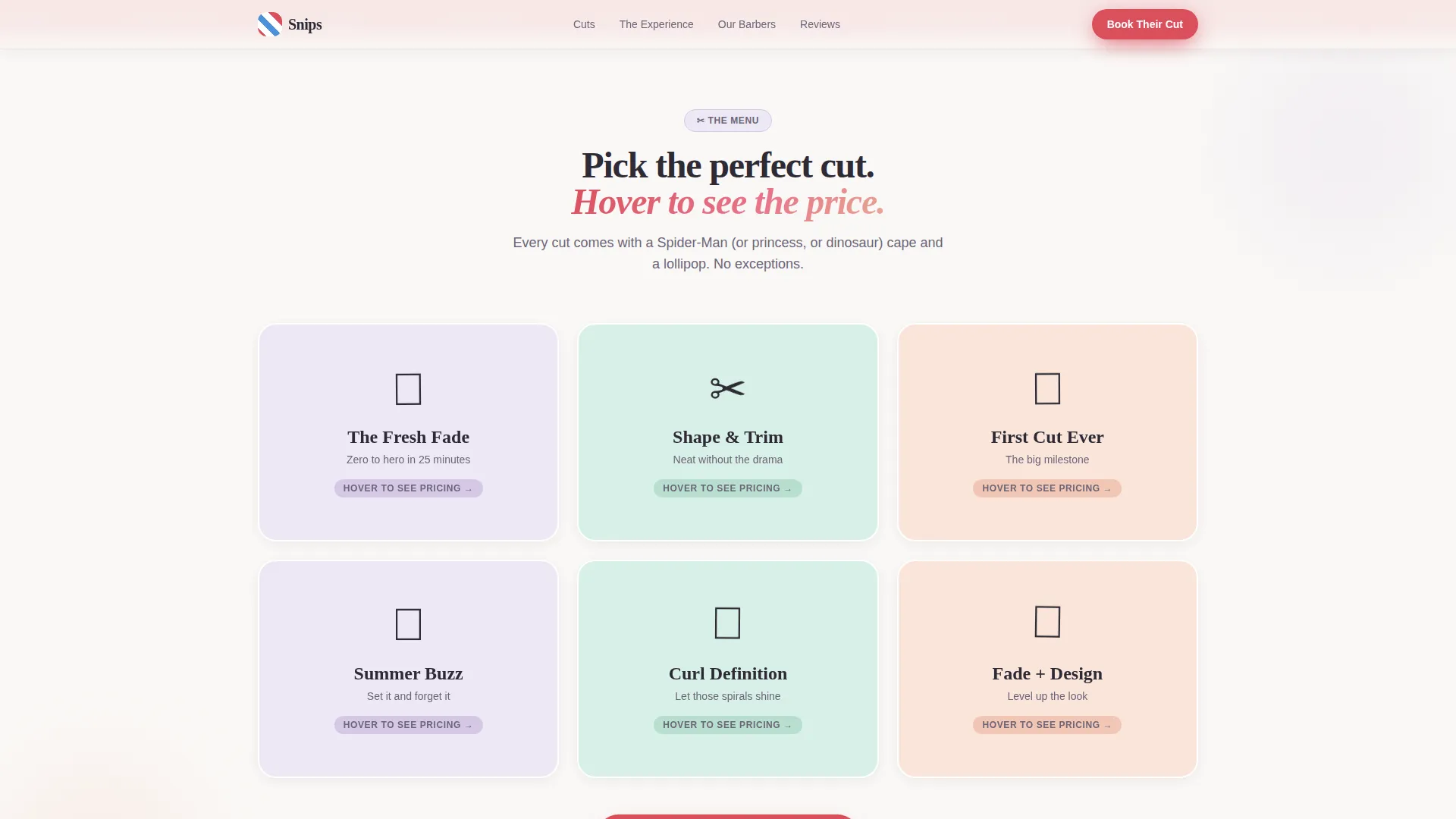 Neighborhood Kids Barber Parent Loyalty Website Template