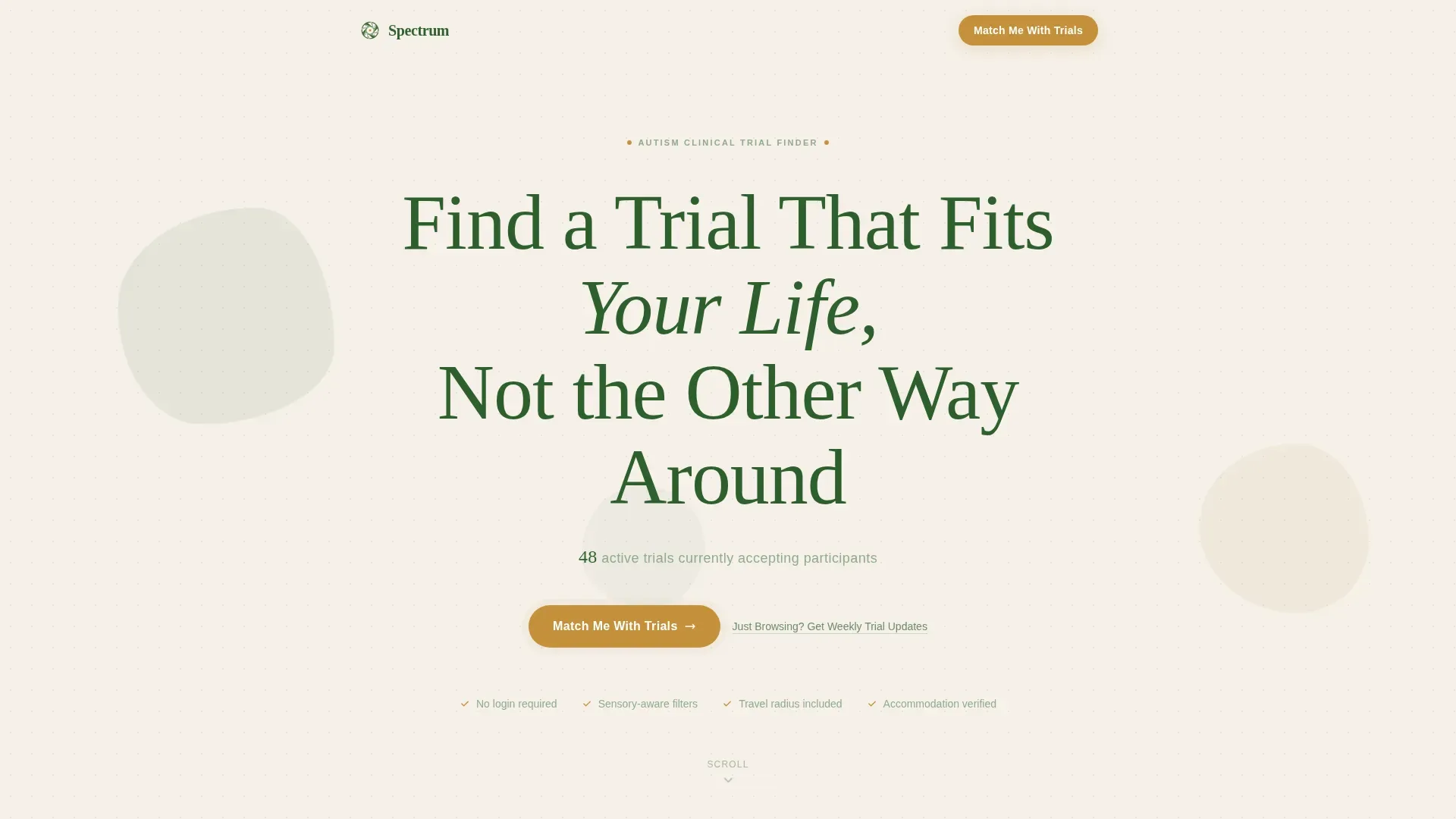 Autism Clinical Trial Finder Landing Page Template