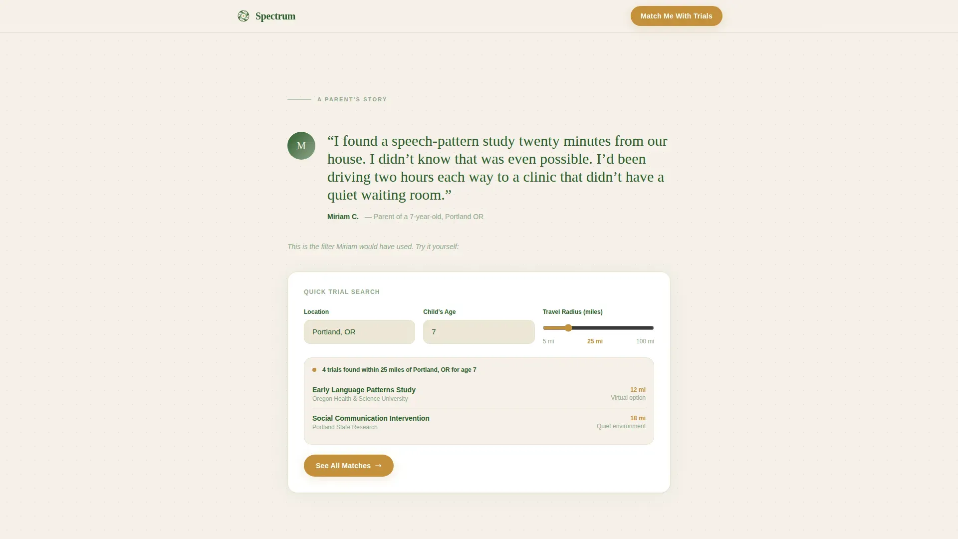 Autism Clinical Trial Finder Landing Page Template