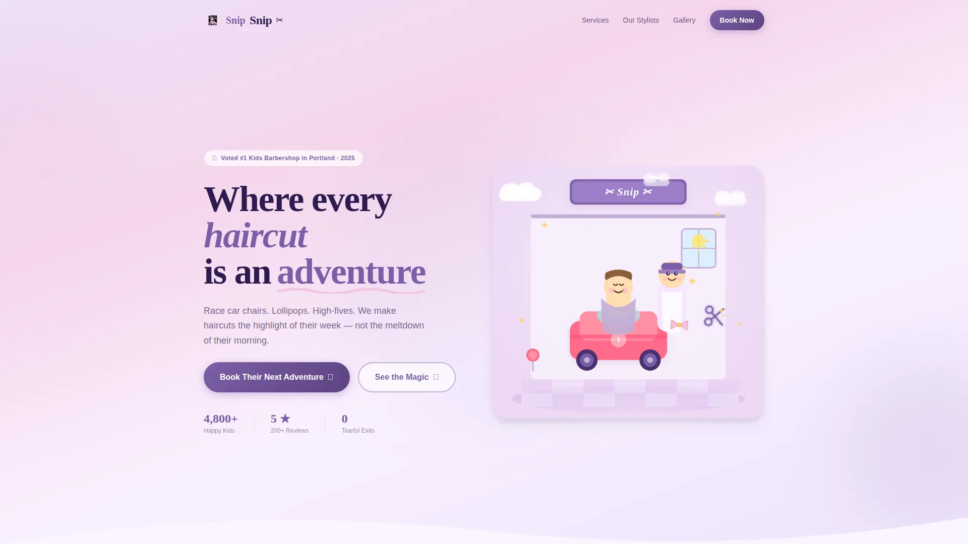 Kids Barbershop Booking Website Template for Parents