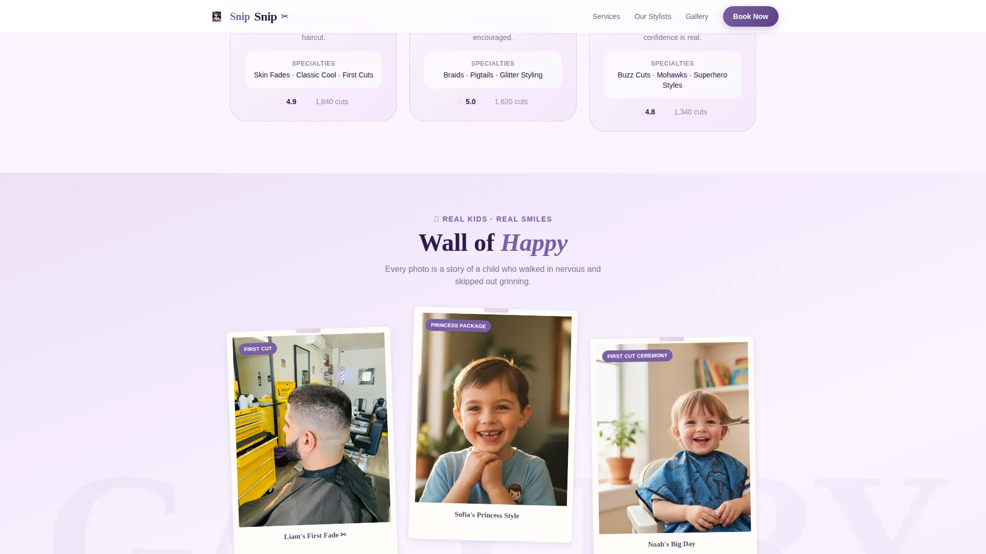Kids Barbershop Booking Website Template for Parents