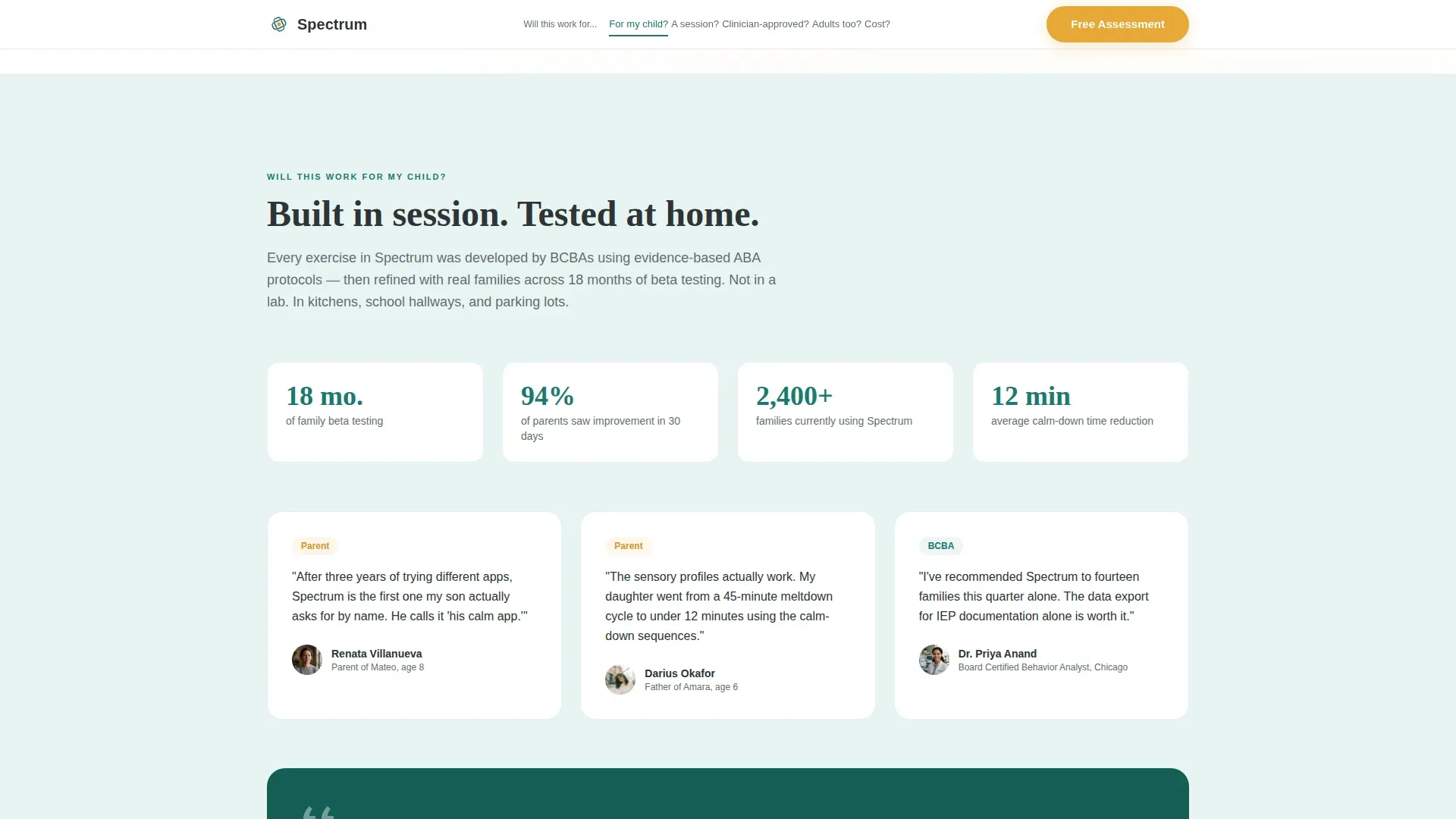 Autism Spectrum Digital Therapy App Landing Page