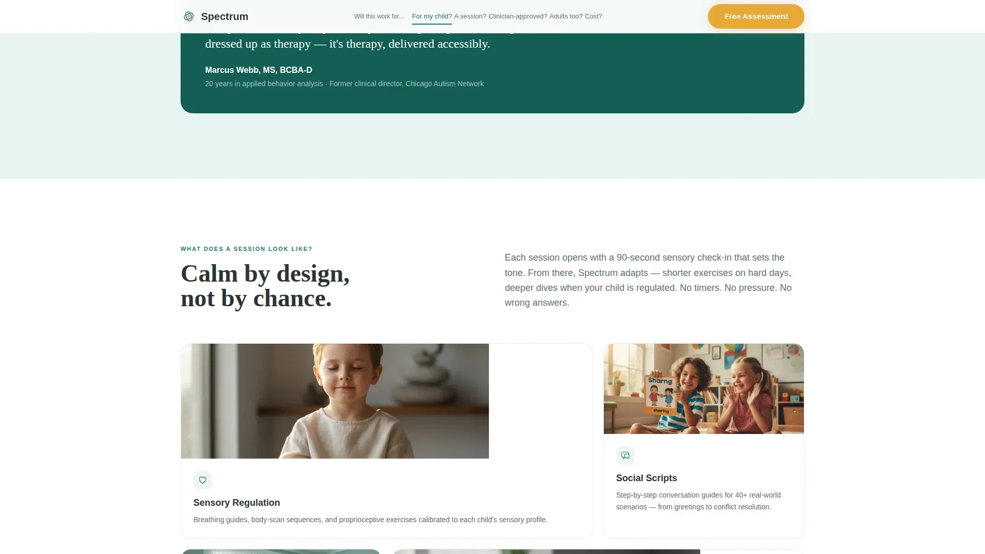 Autism Spectrum Digital Therapy App Landing Page