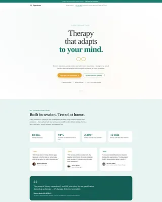 Autism Spectrum Digital Therapy App Landing Page