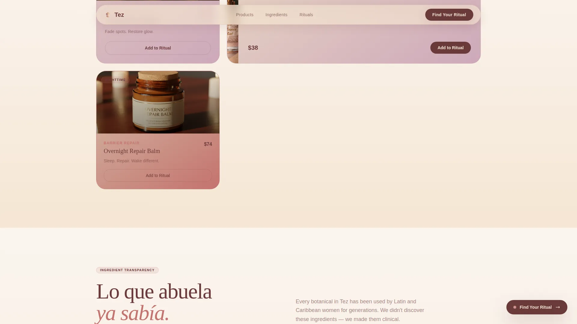 Radiant Skincare | Free Website Template | Rocket