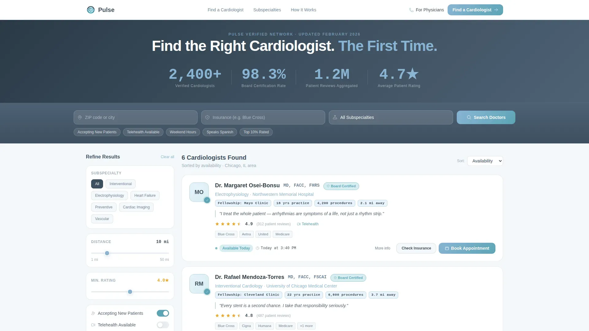 Cardiologist Booking Website Template