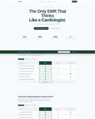 Cardiology EMR Comparison Landing Page Template