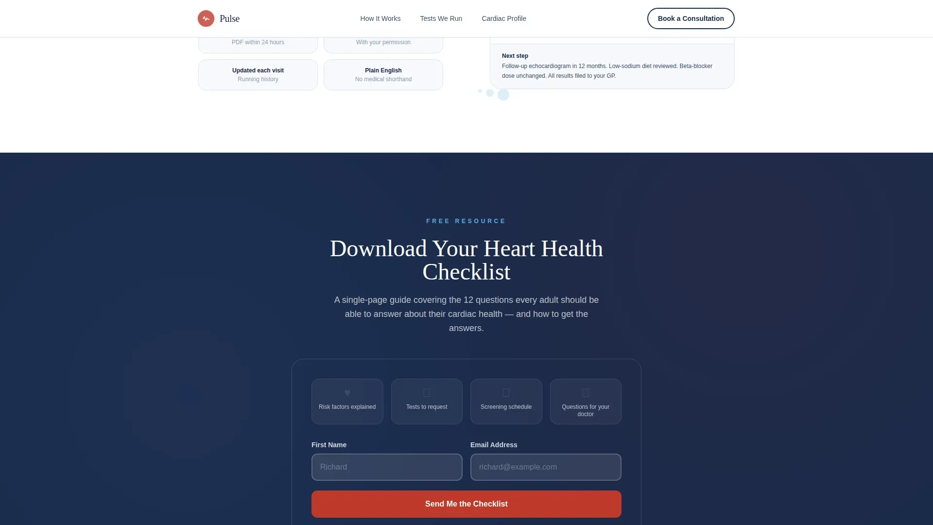 Cardiology Private Practice Landing Page Template