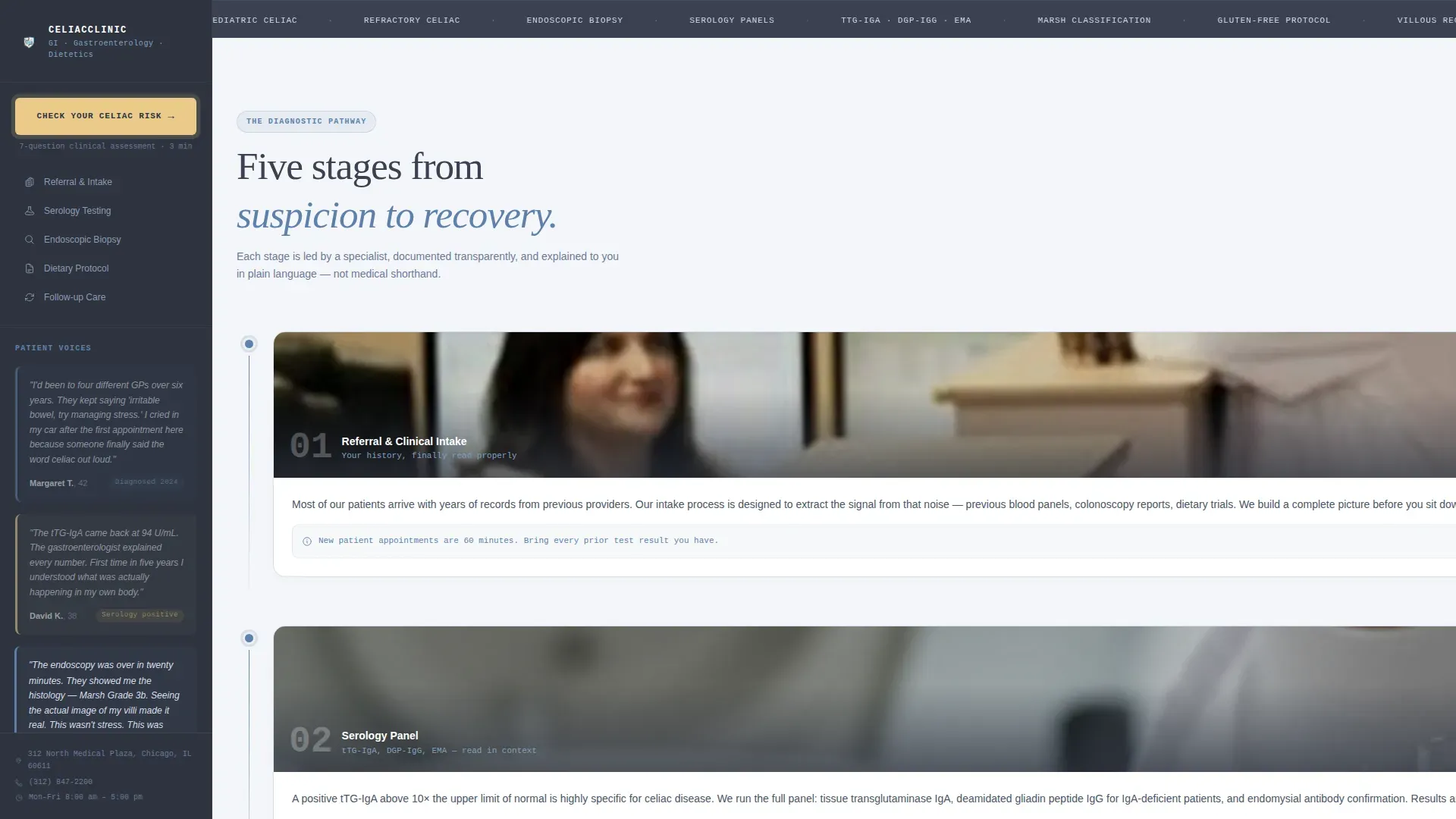 Celiac Disease Care Specialist Booking Website Template