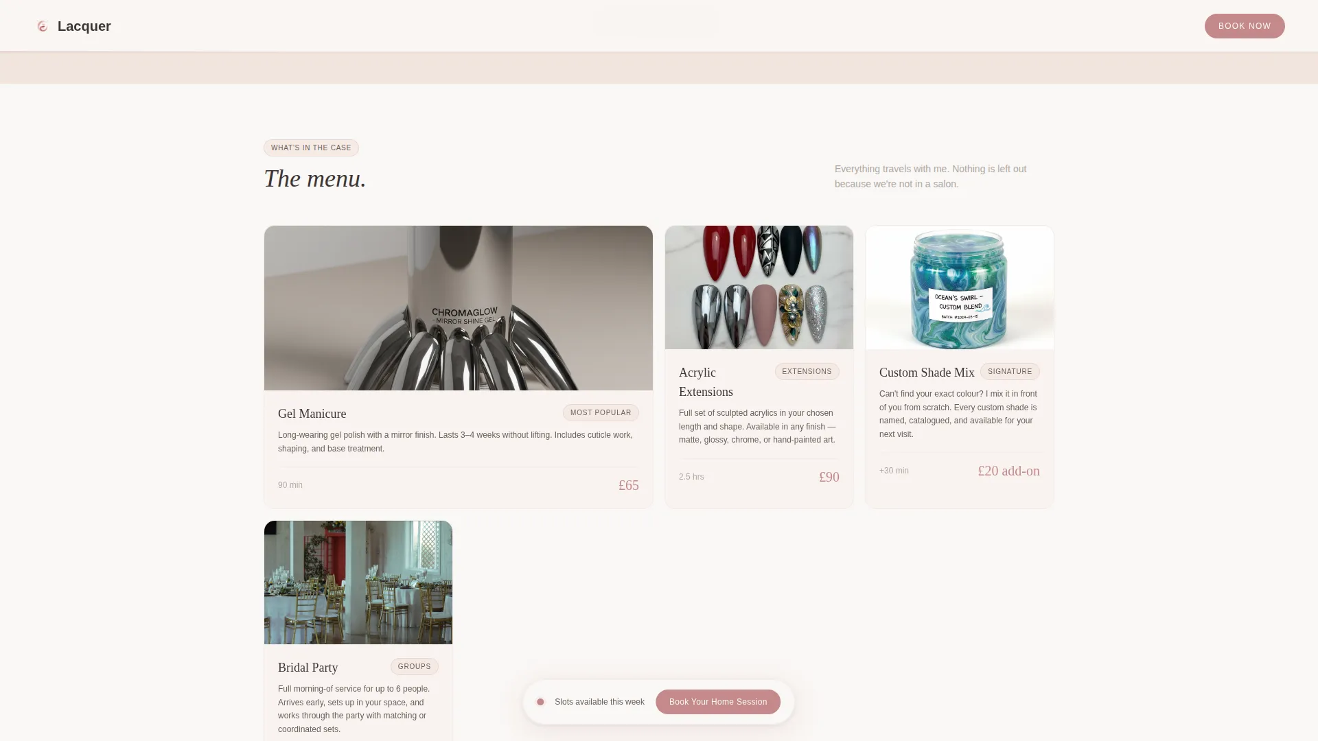 Nail & Lash Studio Booking Website Template