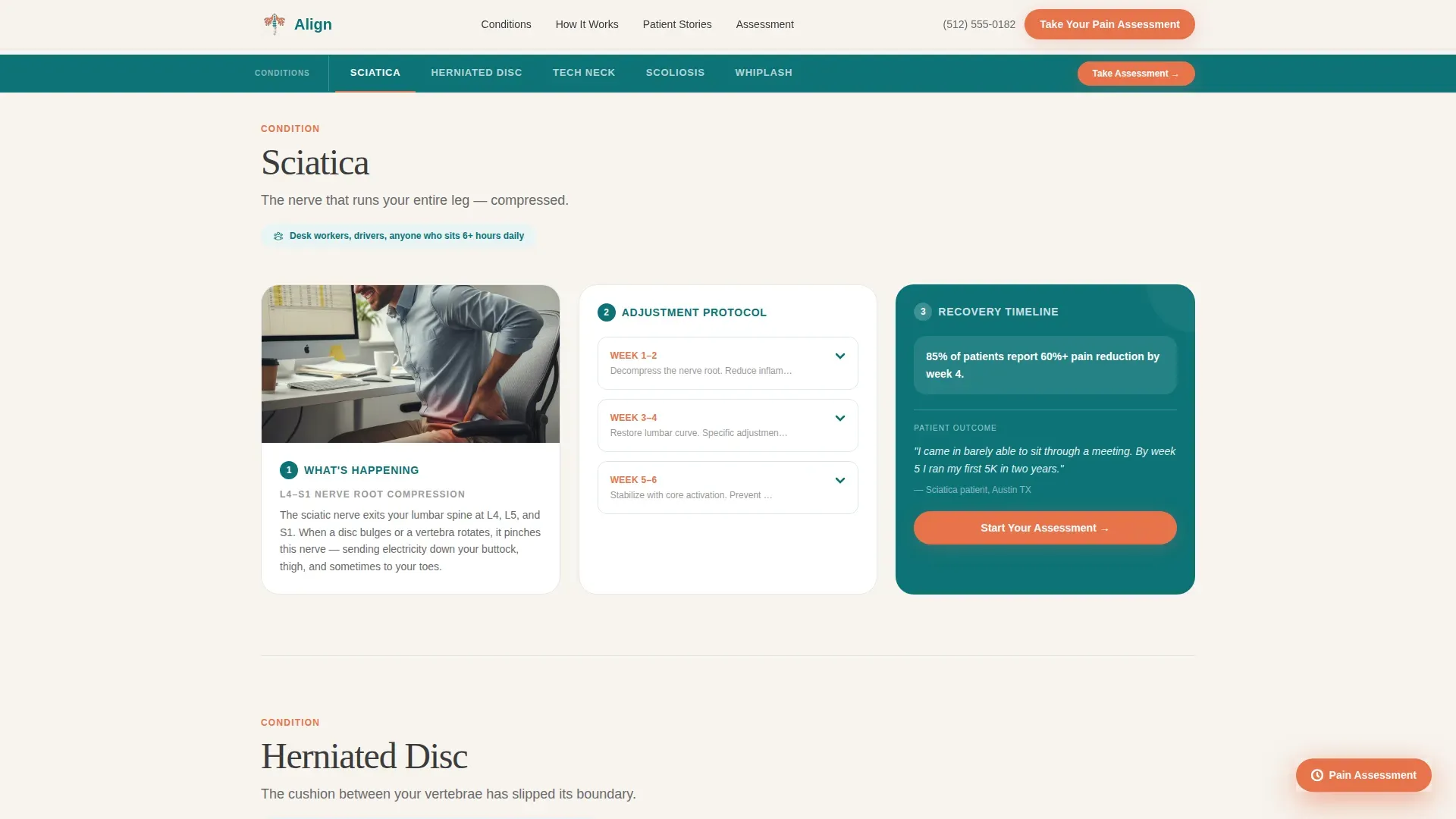 Condition-Specific Chiropractic Care Website Template