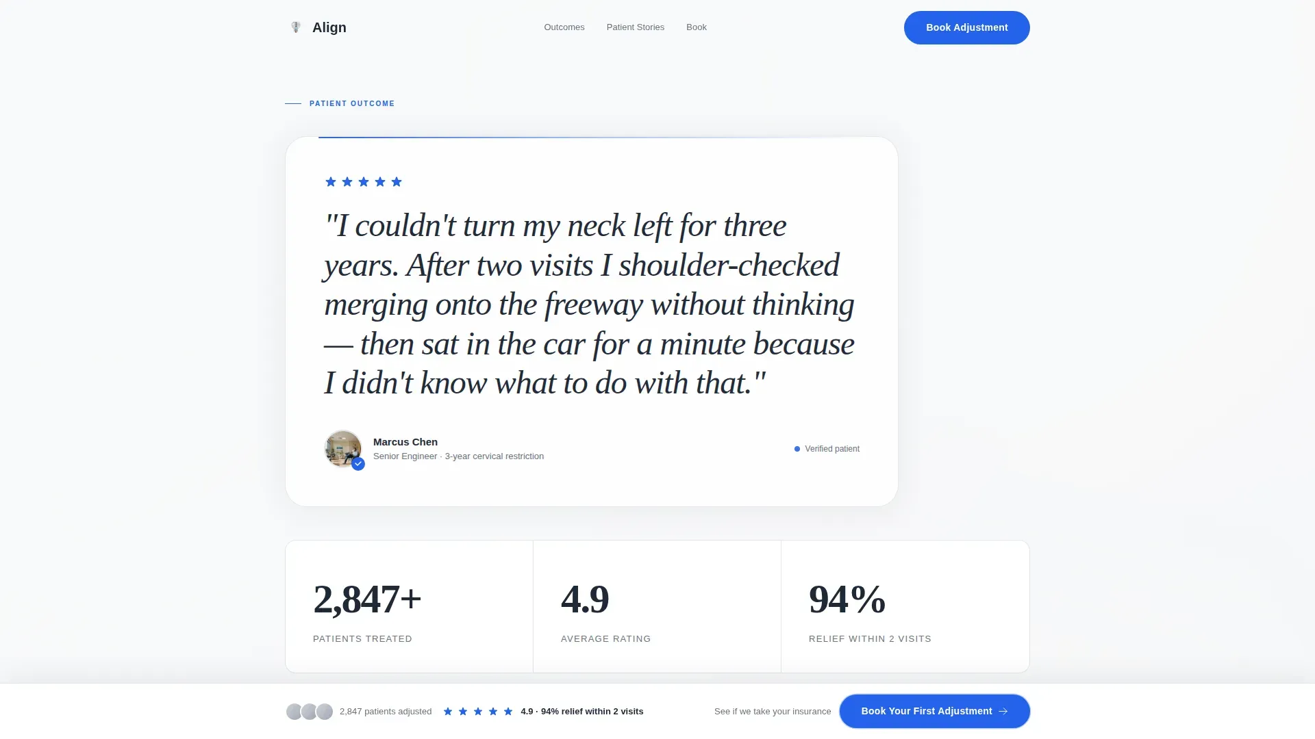 Chiropractic Patient Reviews & Testimonials Website Template