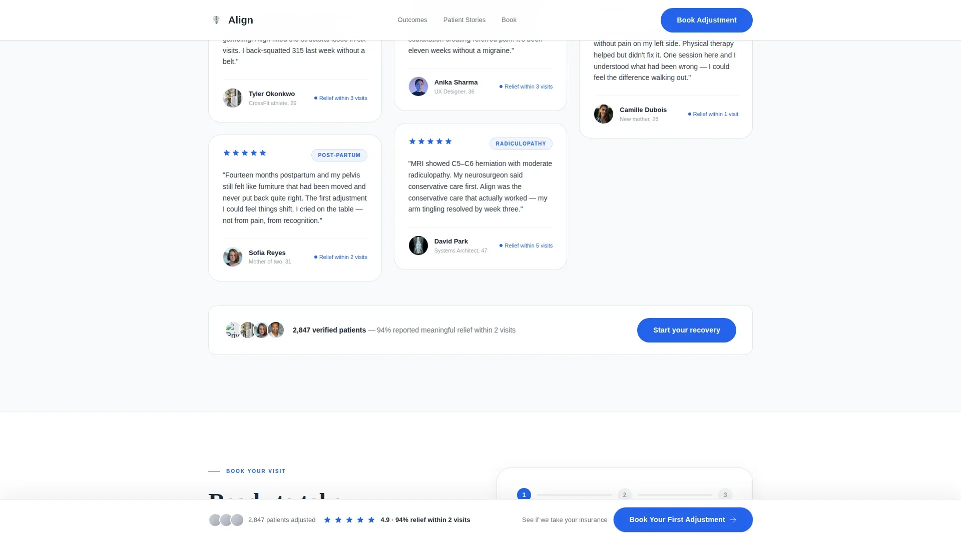 Chiropractic Patient Reviews & Testimonials Website Template