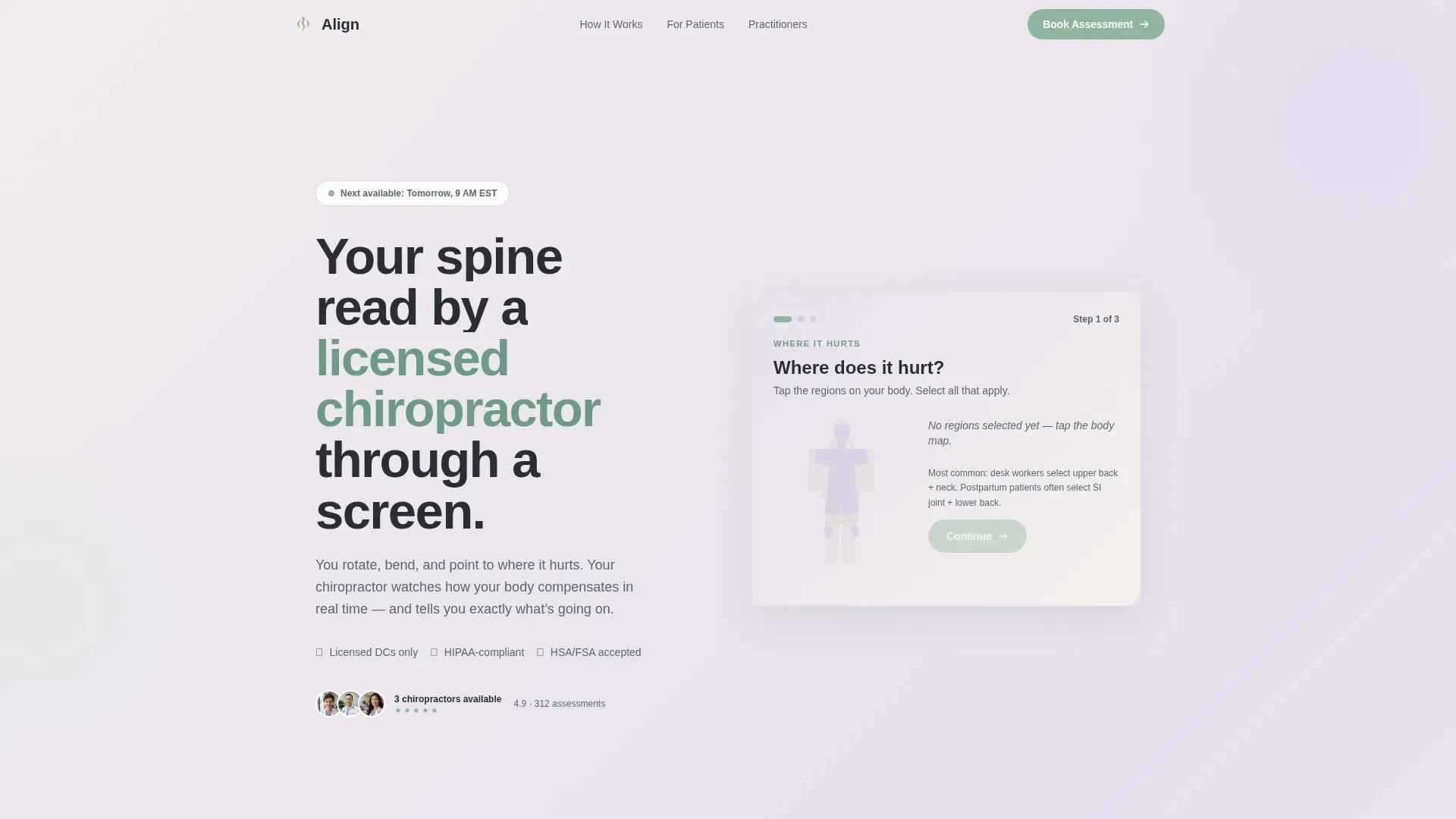 Chiropractor Virtual Consultation Website Template