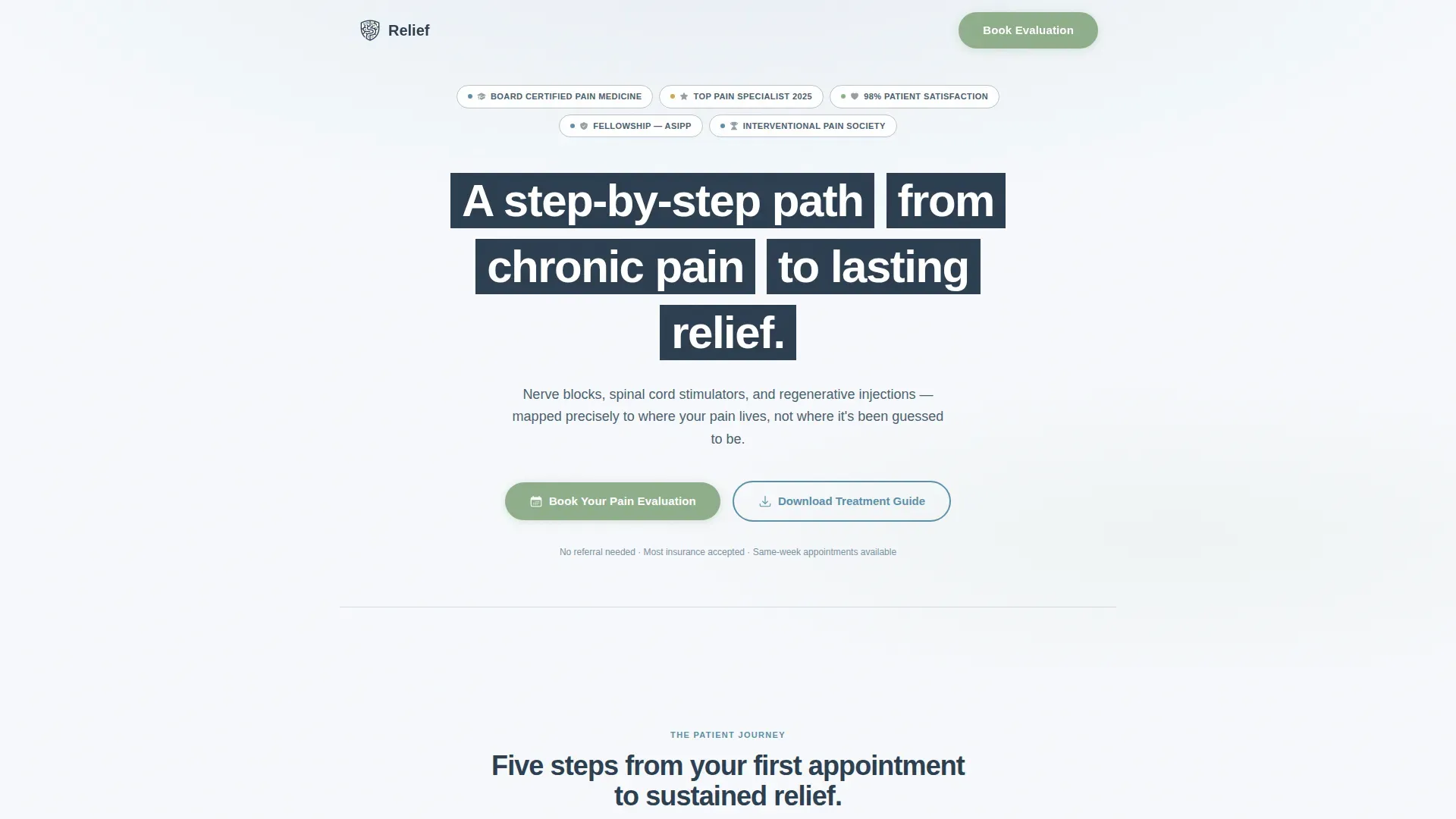 Pain Management Booking Website Template