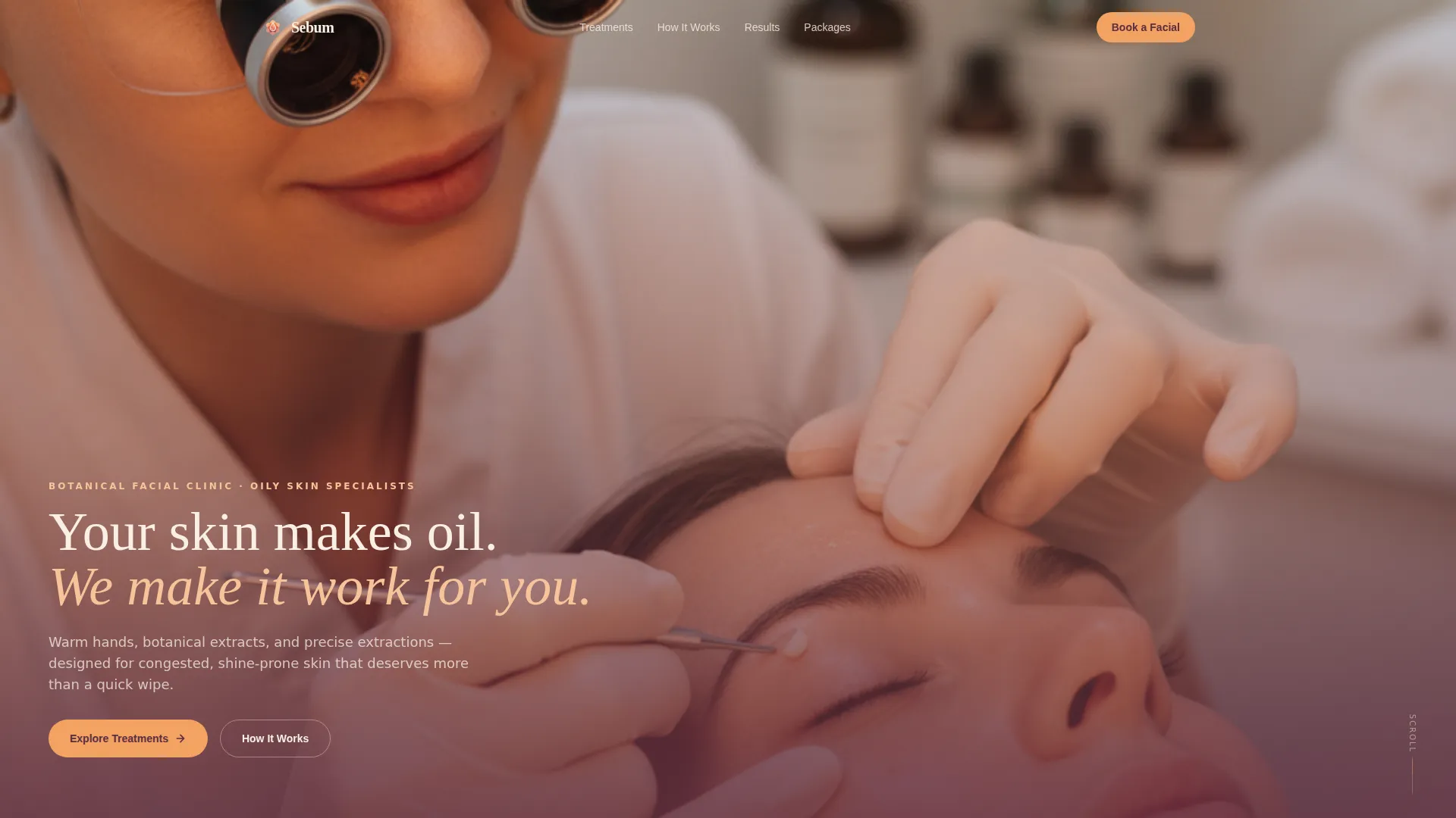 Oily Skin Beauty Specialist Booking Website Template