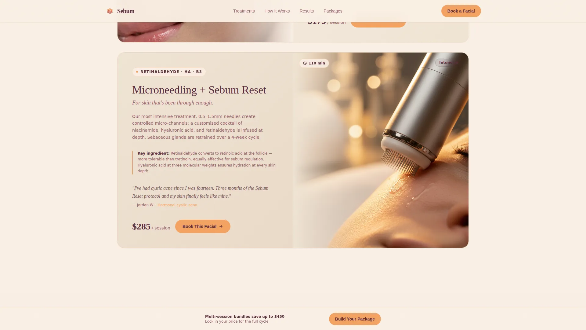 Oily Skin Beauty Specialist Booking Website Template