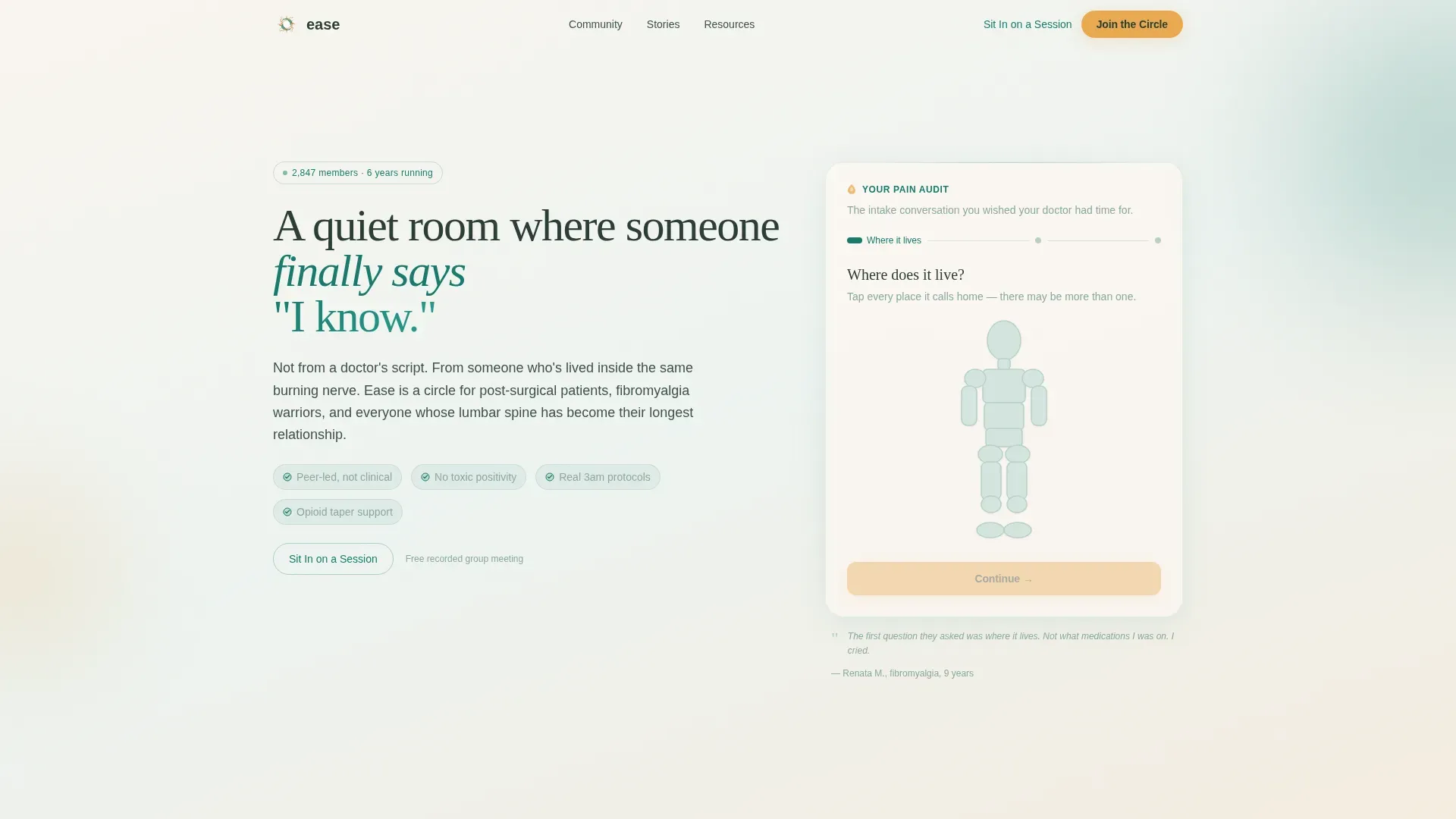 Chronic Pain Support Group Landing Page Template