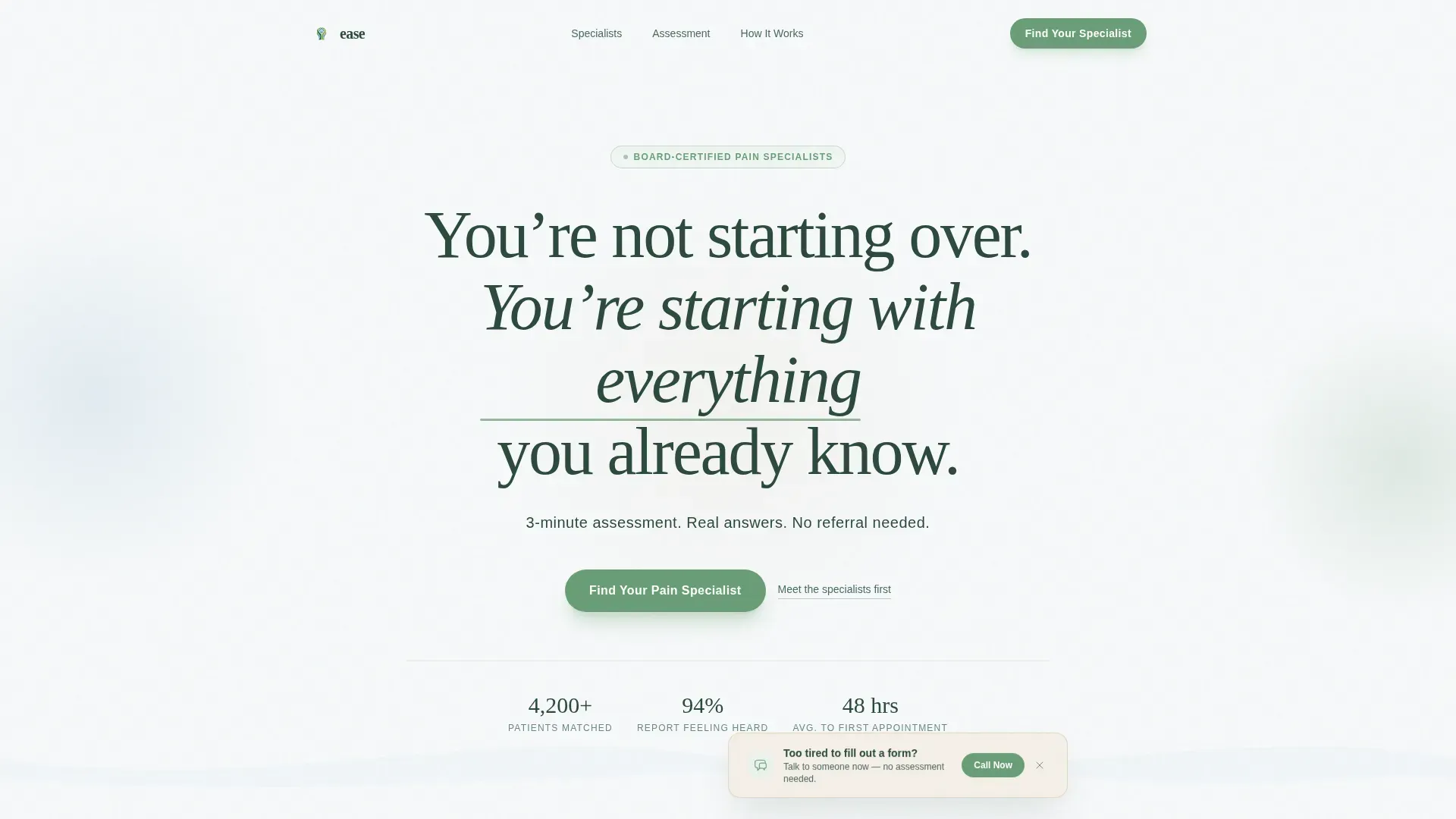 Chronic Pain Telehealth Landing Page Template