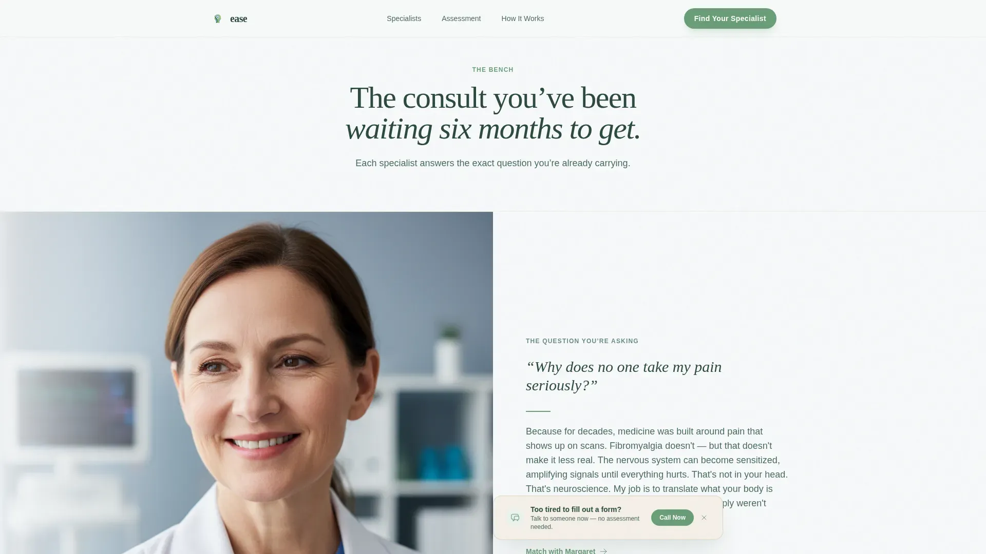 Chronic Pain Telehealth Landing Page Template