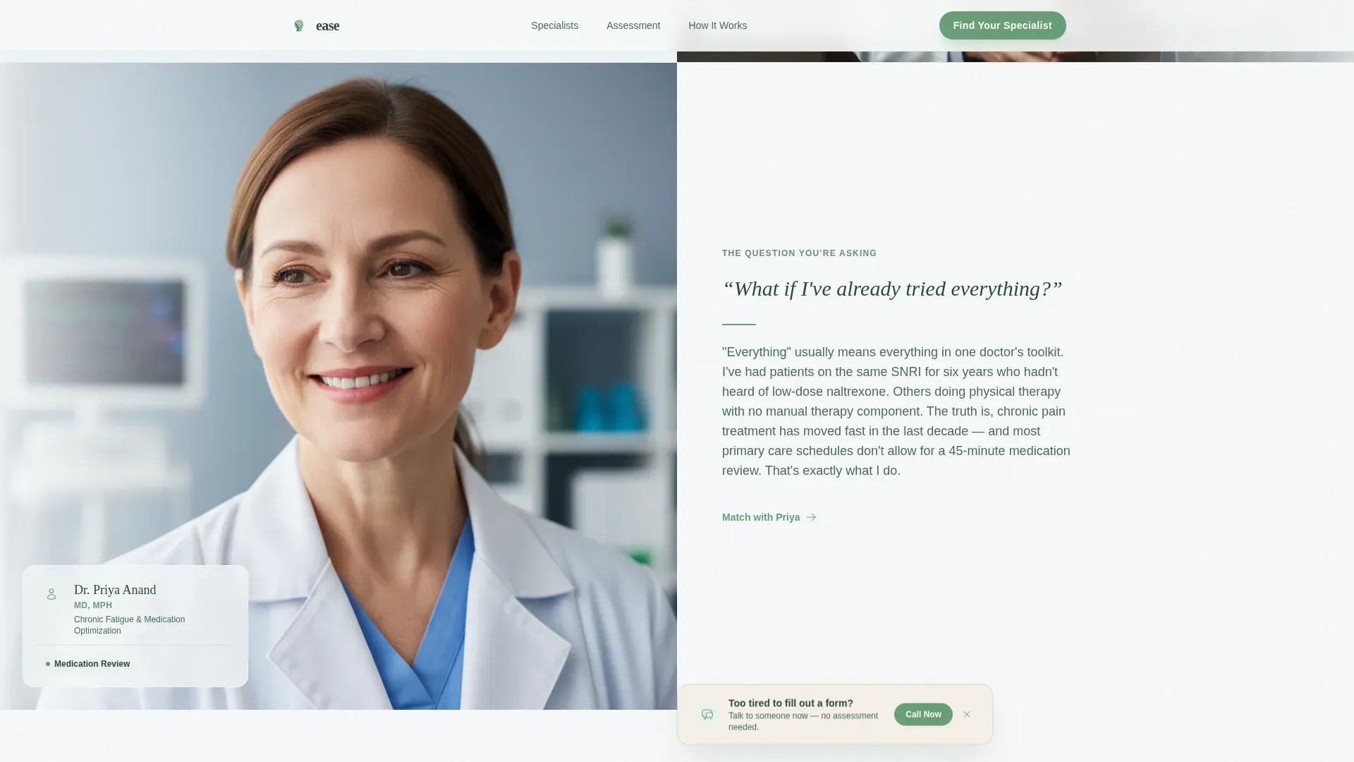 Chronic Pain Telehealth Landing Page Template