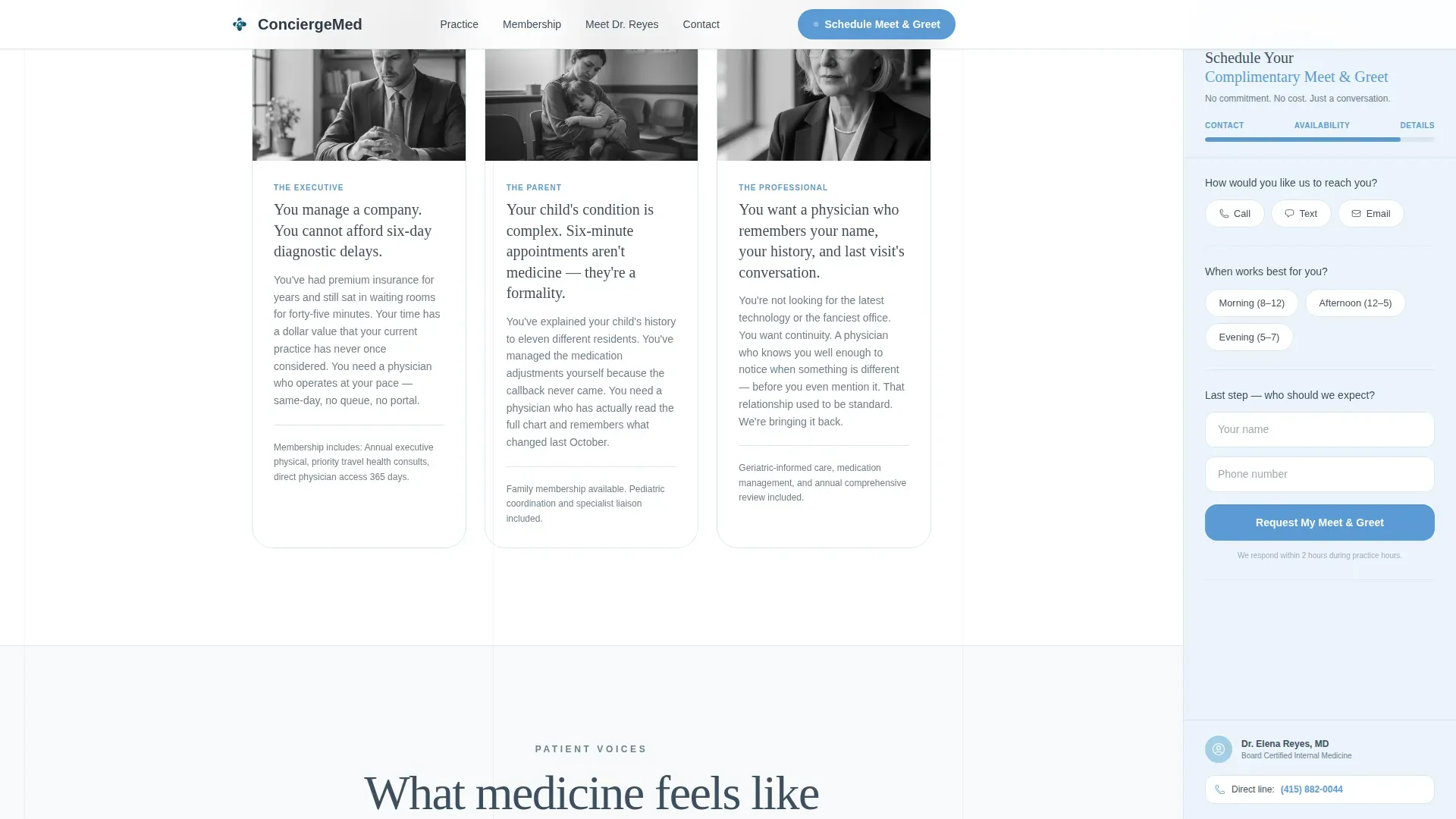 Concierge Medicine Practice Website Template for Direct-Pay Patients