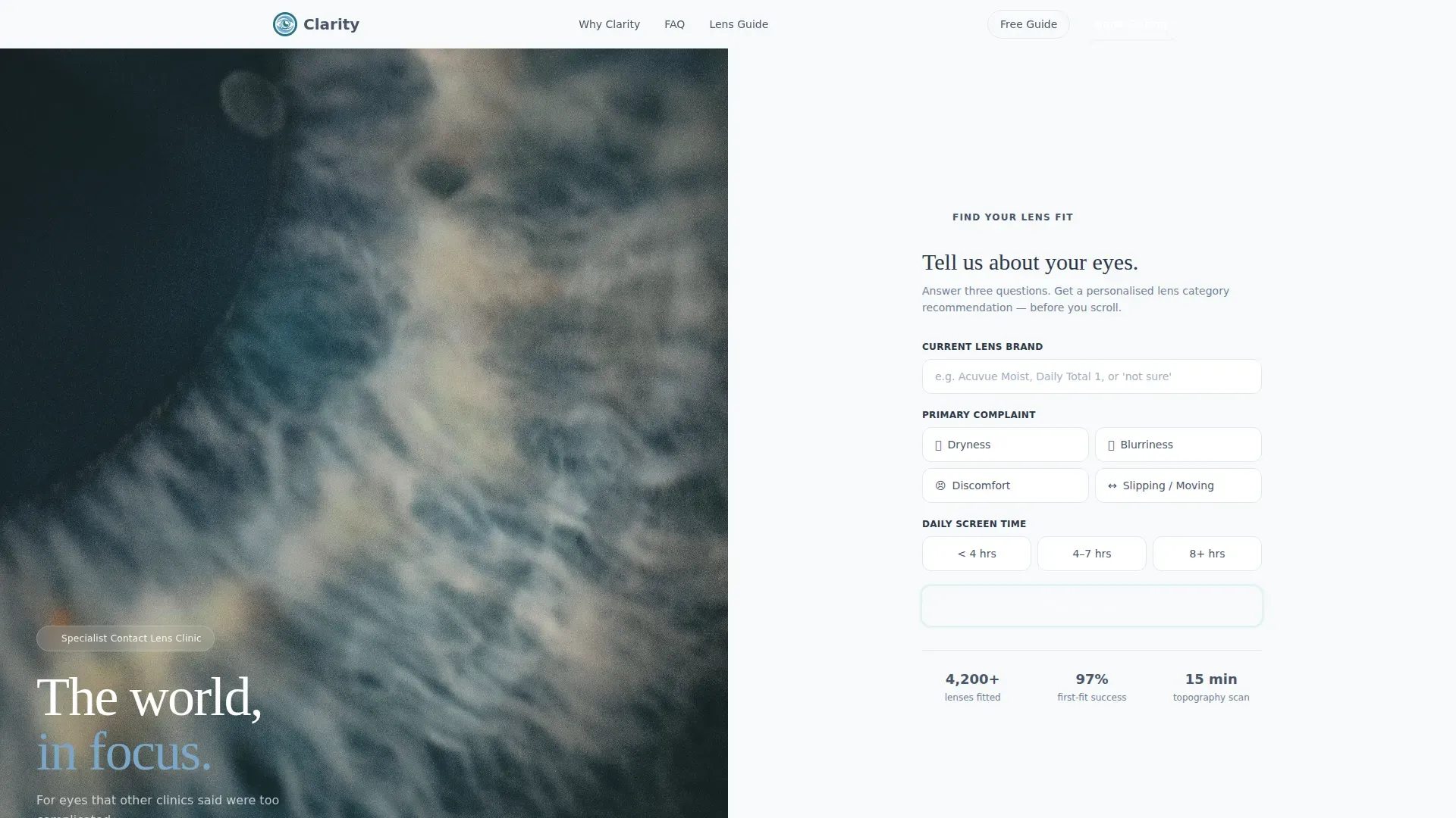 Contact Lens Specialist Landing Page Template