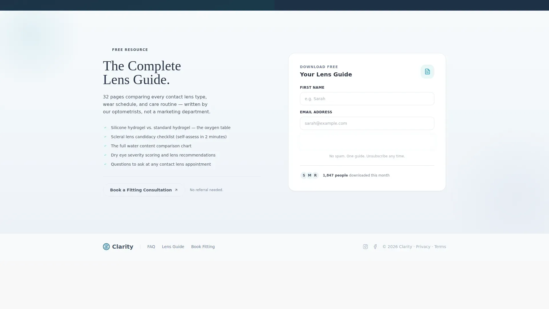Contact Lens Specialist Landing Page Template